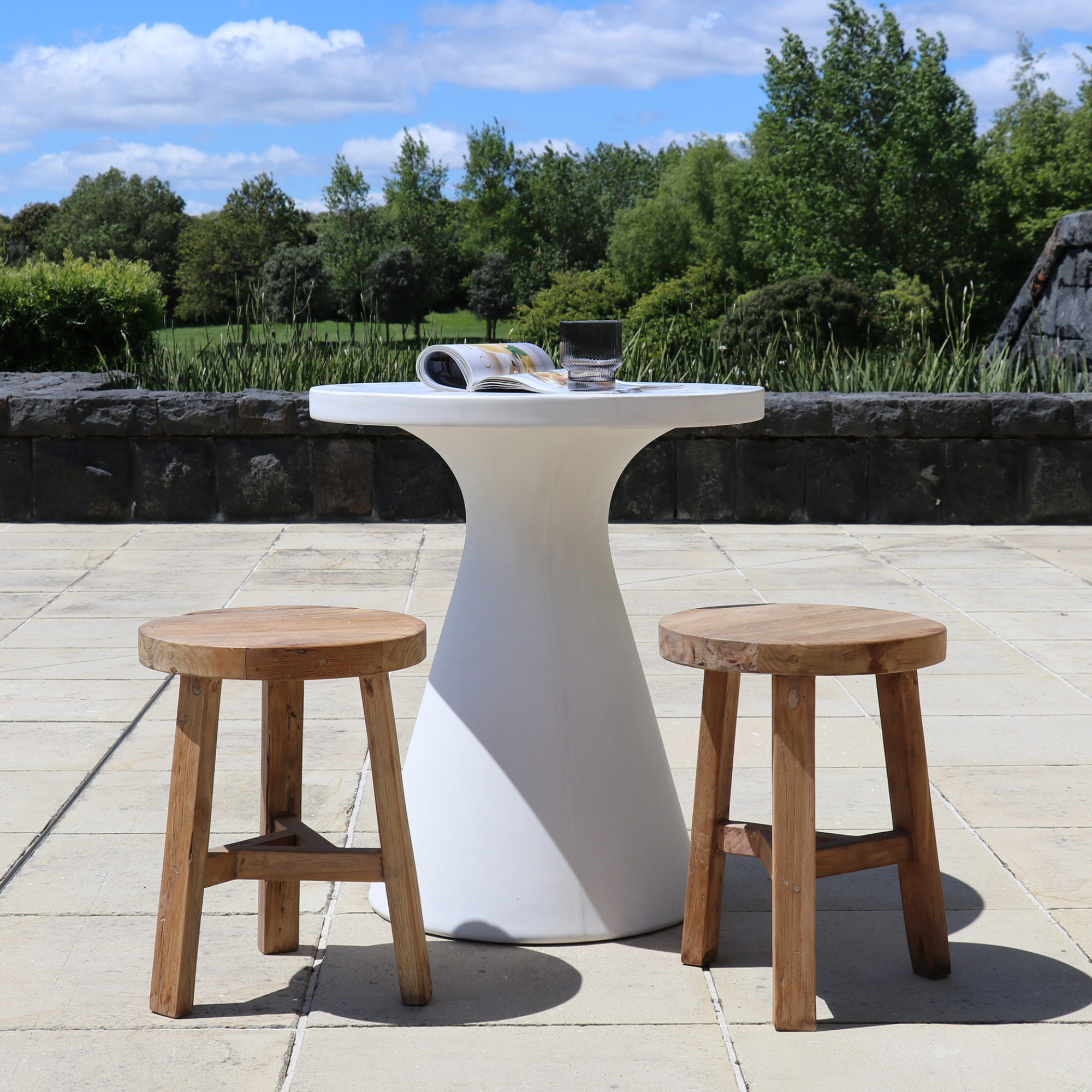 CORFU CONCRETE PEDESTAL SIDE OR SMALL DINING TABLE | WHITE OR GREY