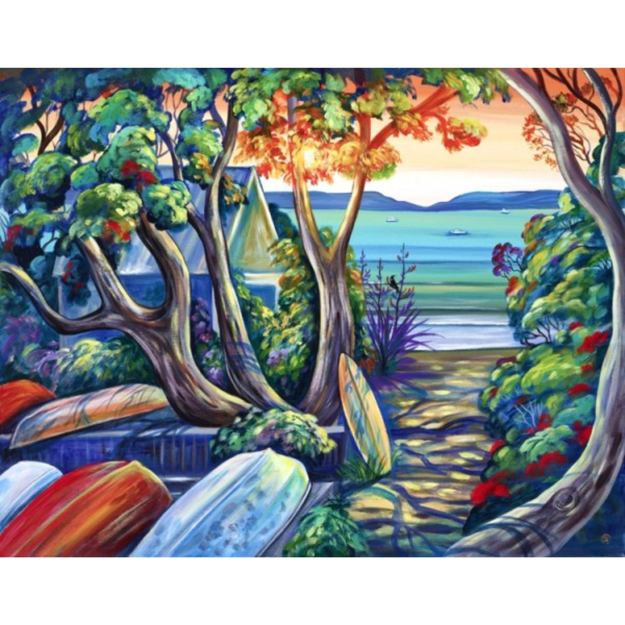 DINGHY RACK ALGIES BAY | CANVAS READY TO HANG | IRINA VELMAN | NZ MADE