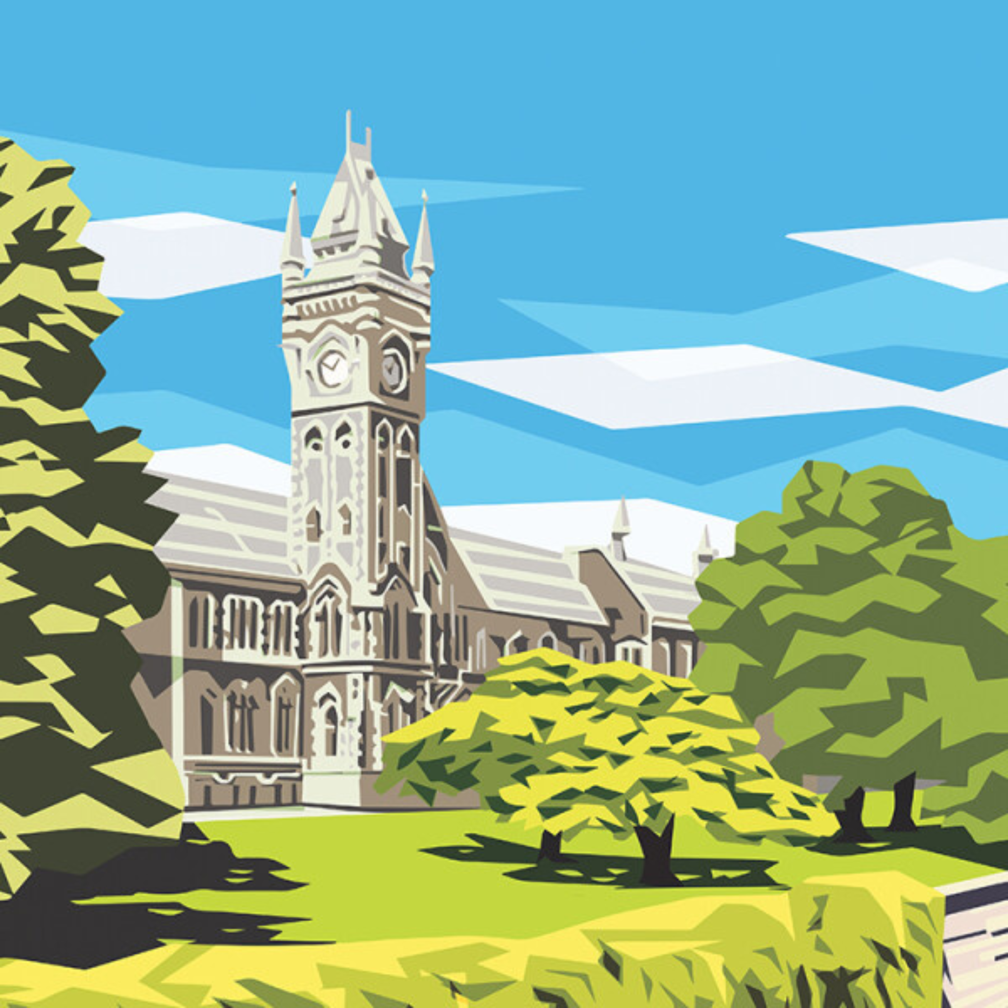 DUNEDIN CLOCK TOWER | CANVAS STRETCHED READY TO HANG | IRA MITCHELL | NZ MADE