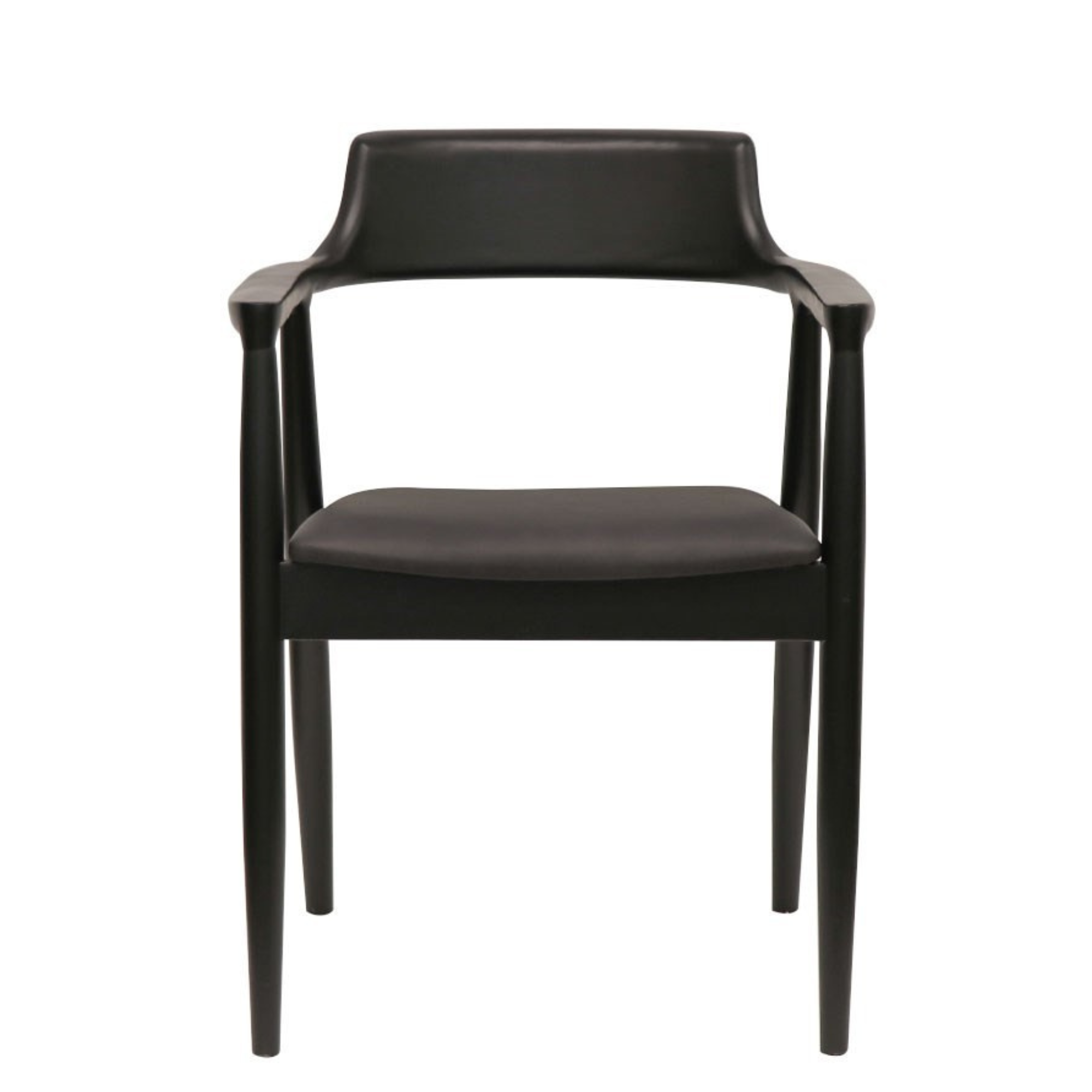 Ealing Dining Chair | Black Frame - Black Leather