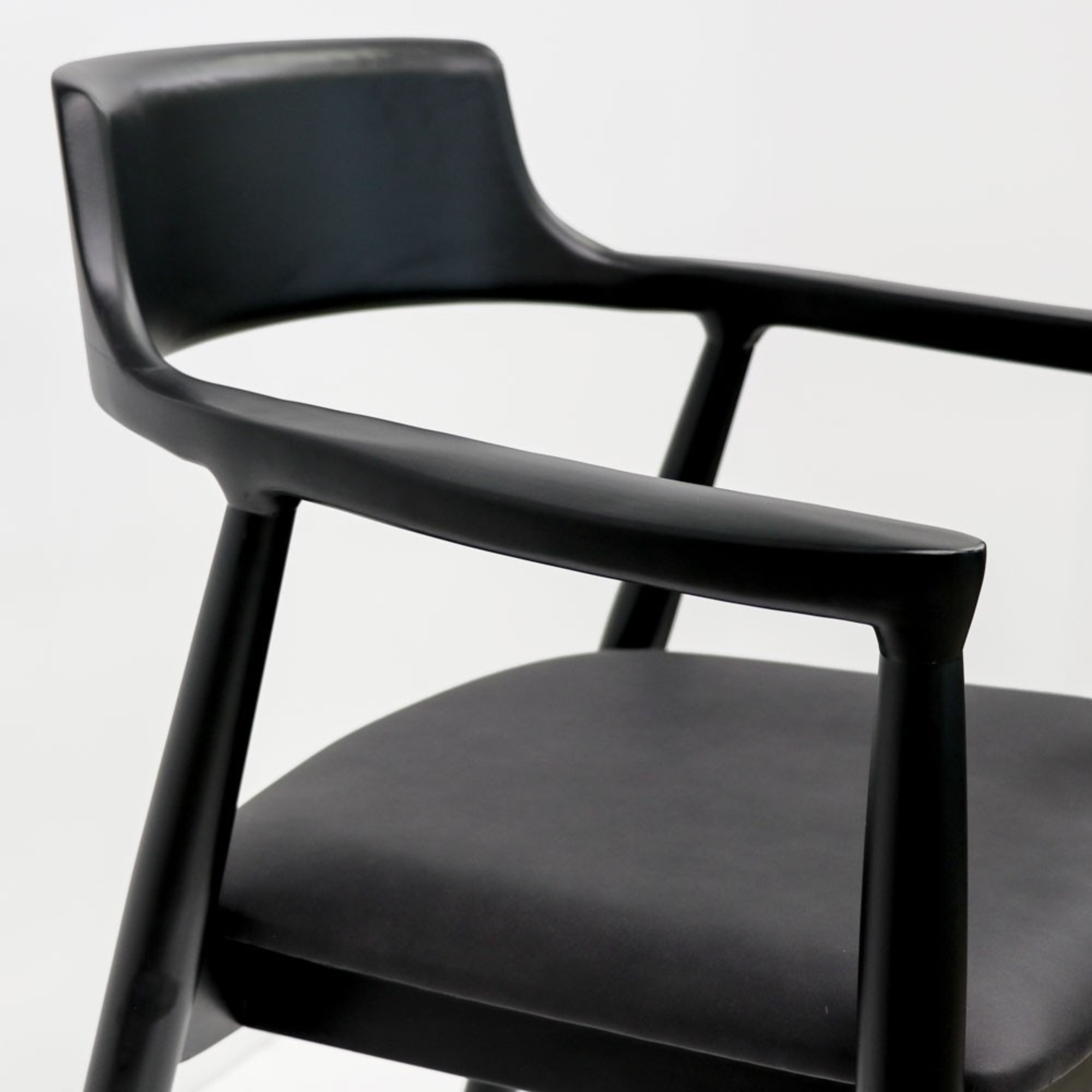 Ealing Dining Chair | Black Frame - Black Leather