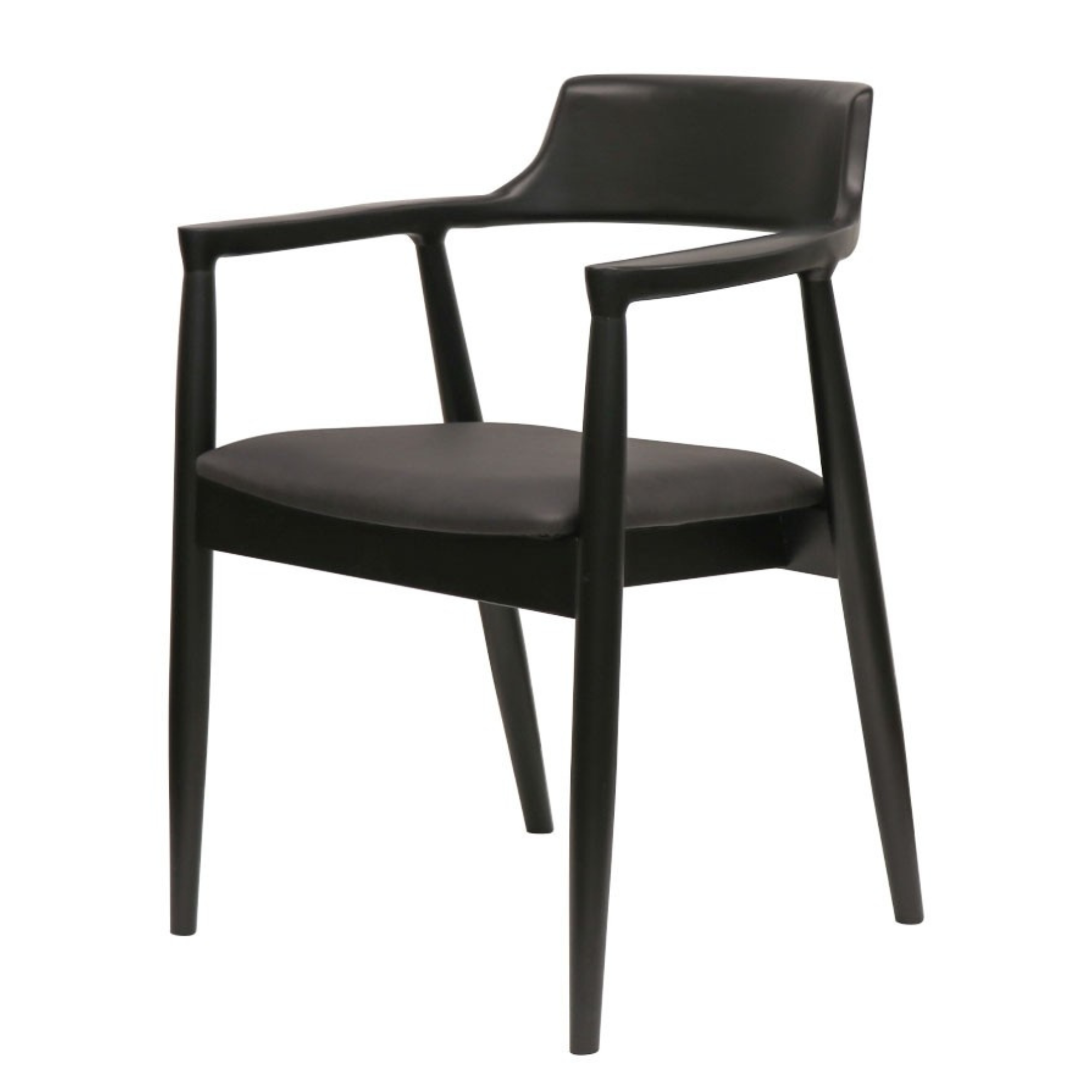 Ealing Dining Chair | Black Frame - Black Leather