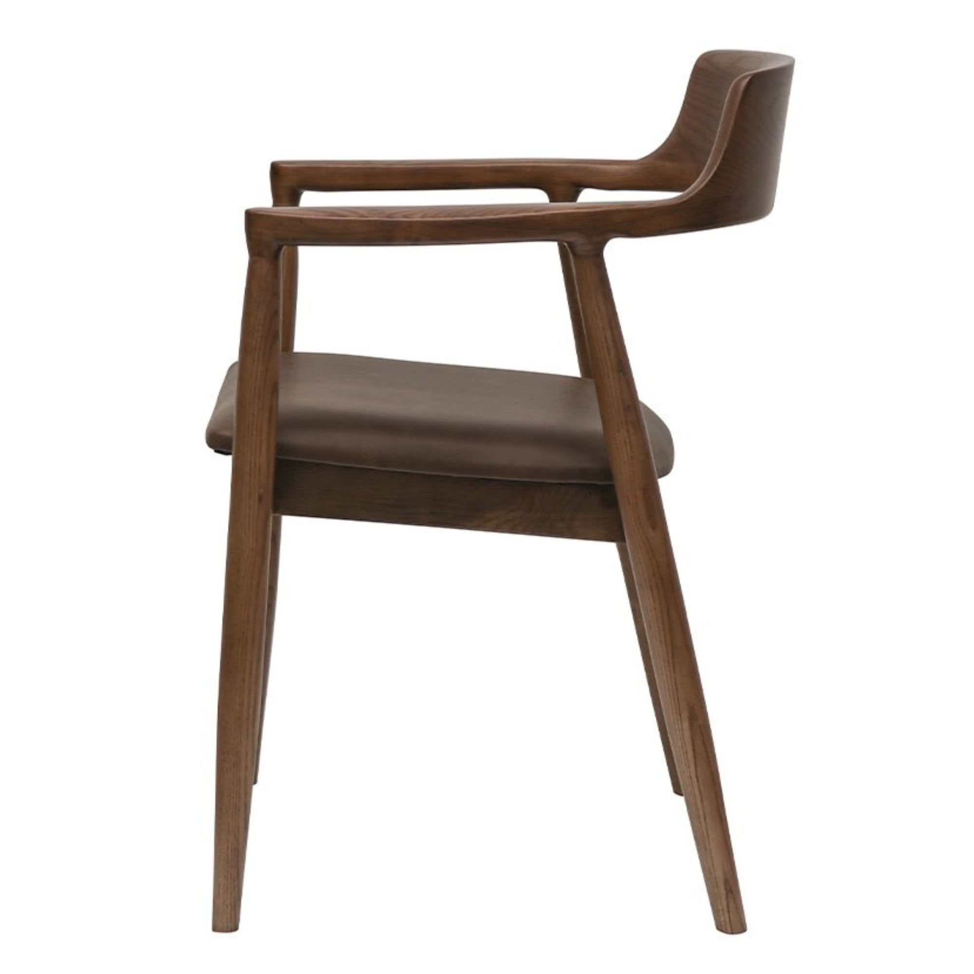 Ealing Dining Chair | Brown Frame - Brown Leather