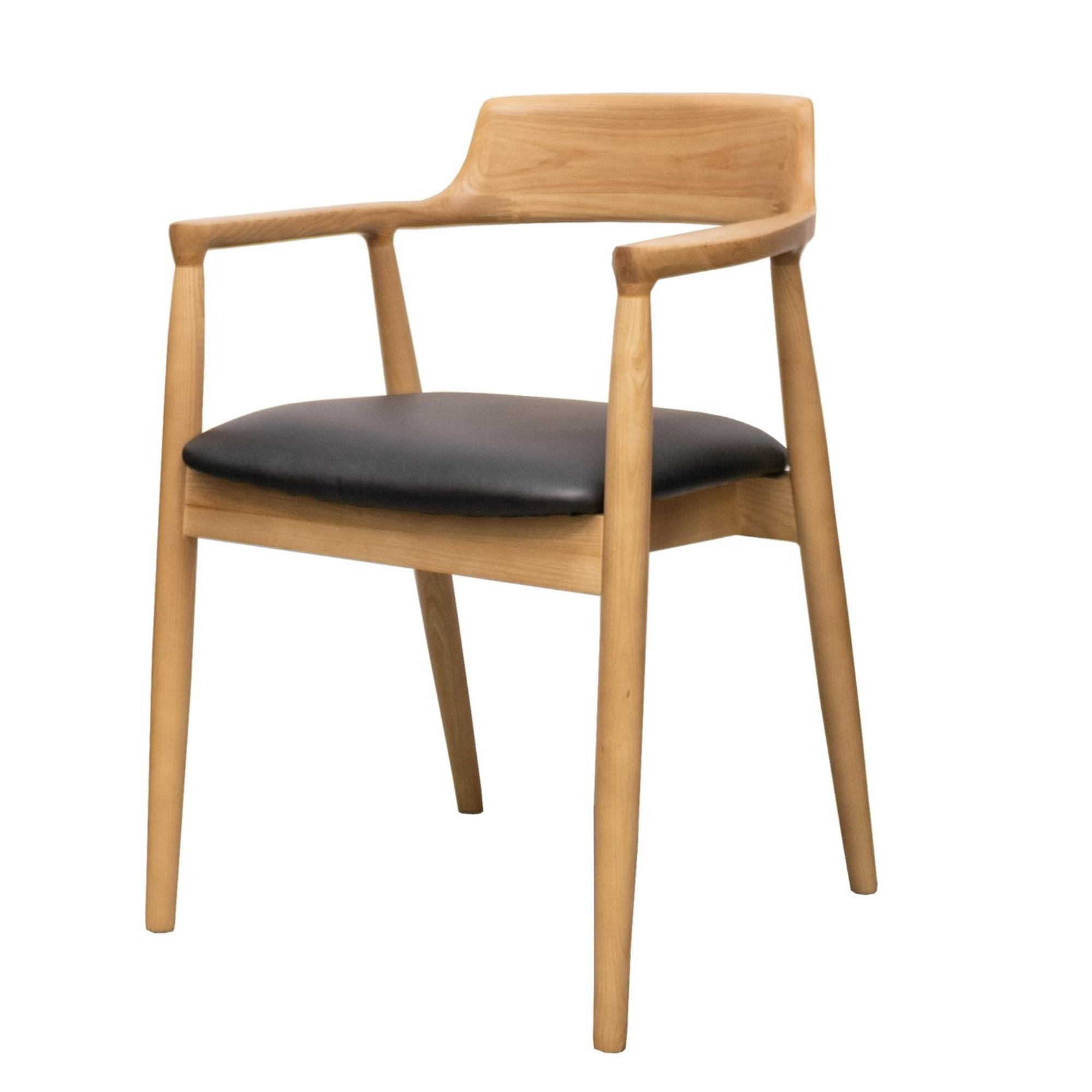 Ealing Dining Chair | Natural Frame - Black Leather