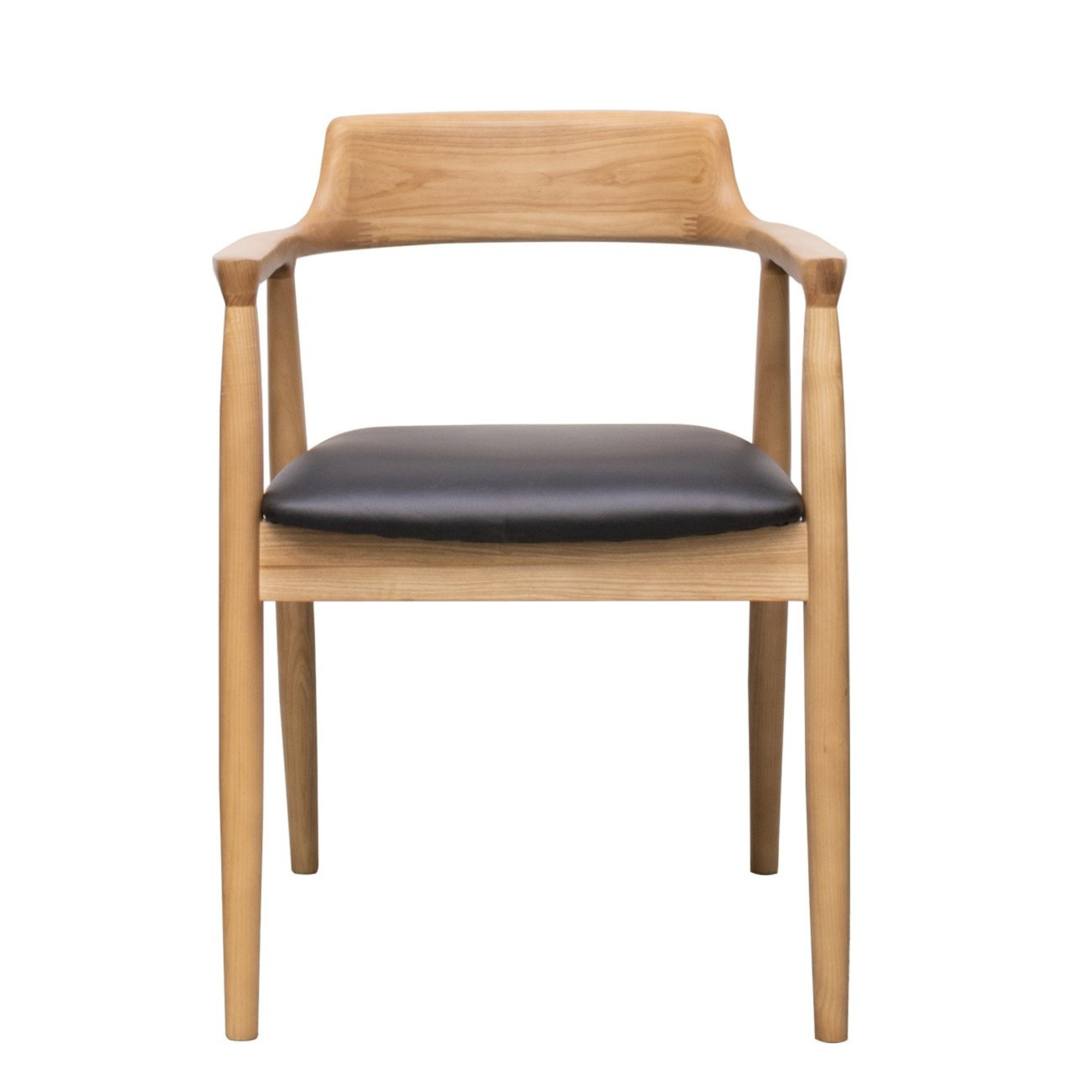 Ealing Dining Chair | Natural Frame - Black Leather
