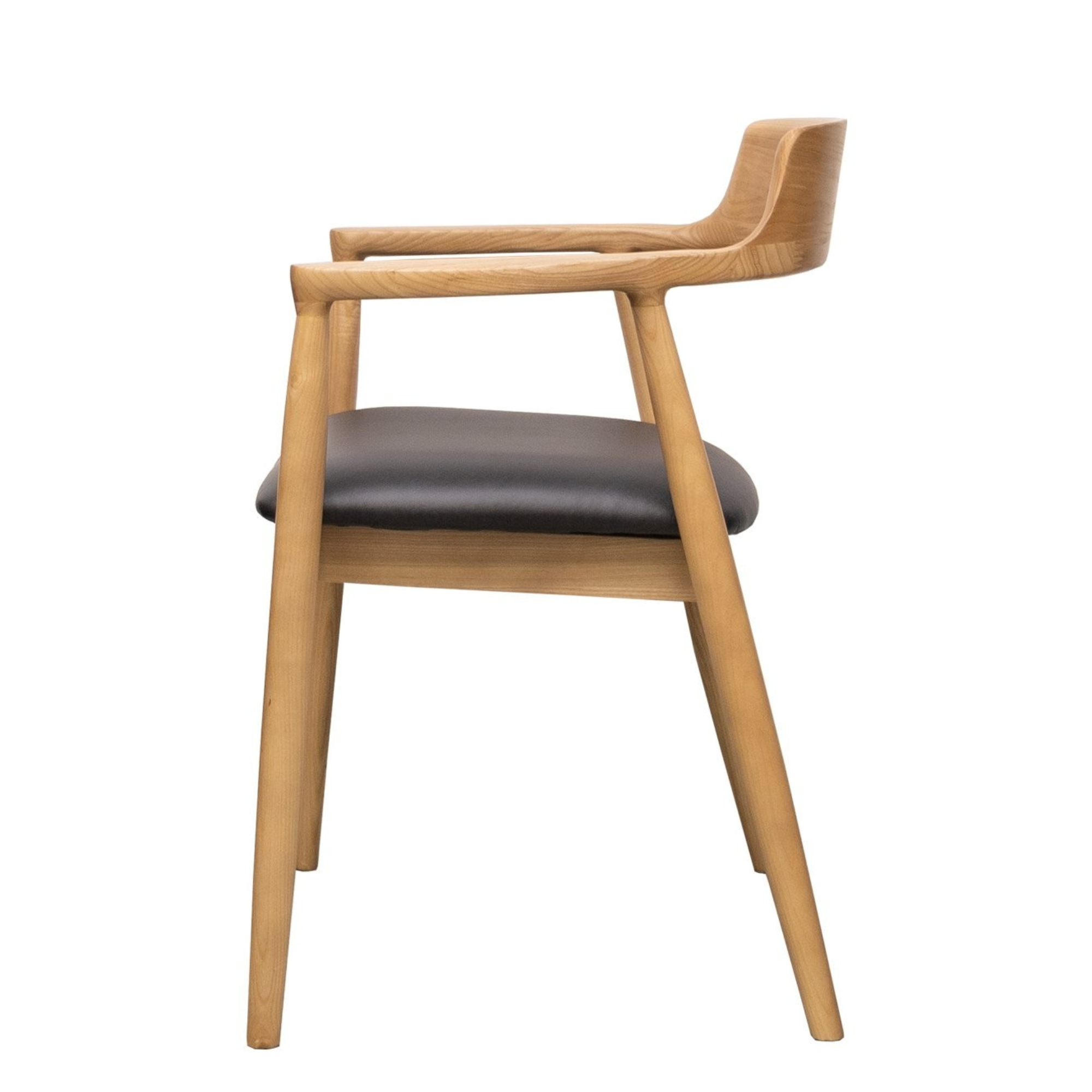 Ealing Dining Chair | Natural Frame - Black Leather