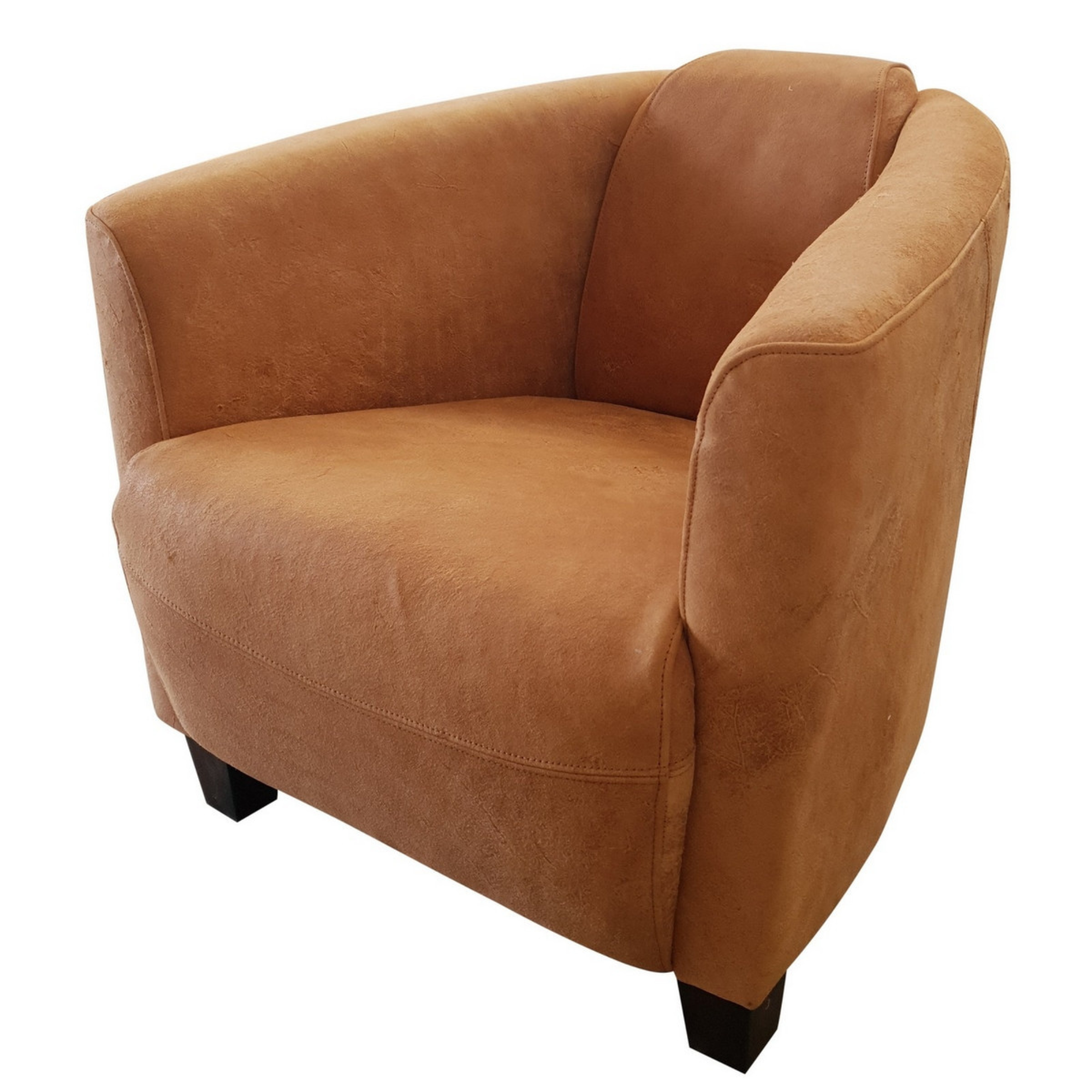VANGUARD DESTROYED CAMEL LEATHER TUB CHAIR