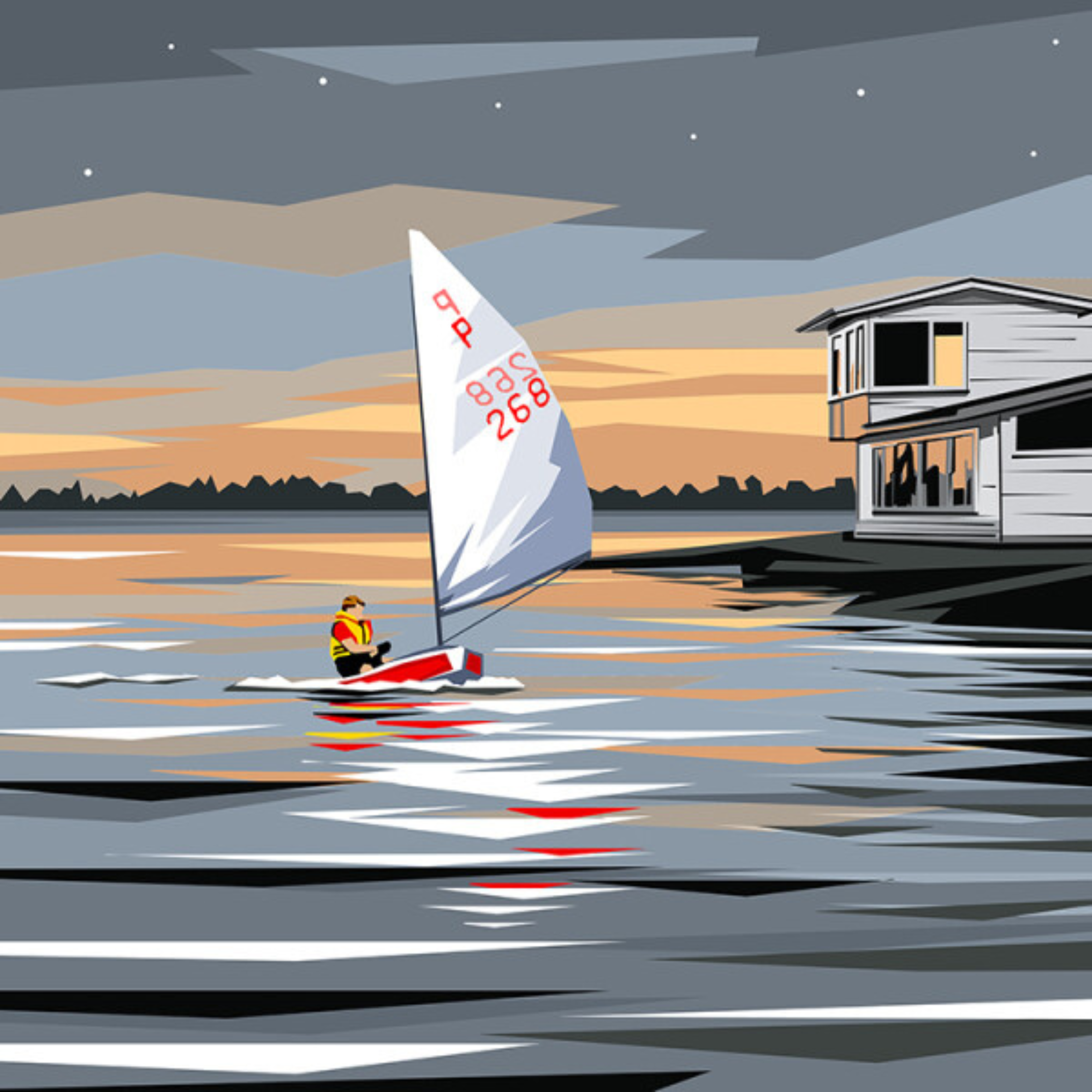 FERRYMEAD SAILING | CANVAS STRETCHED READY TO HANG | IRA MITCHELL | NZ MADE