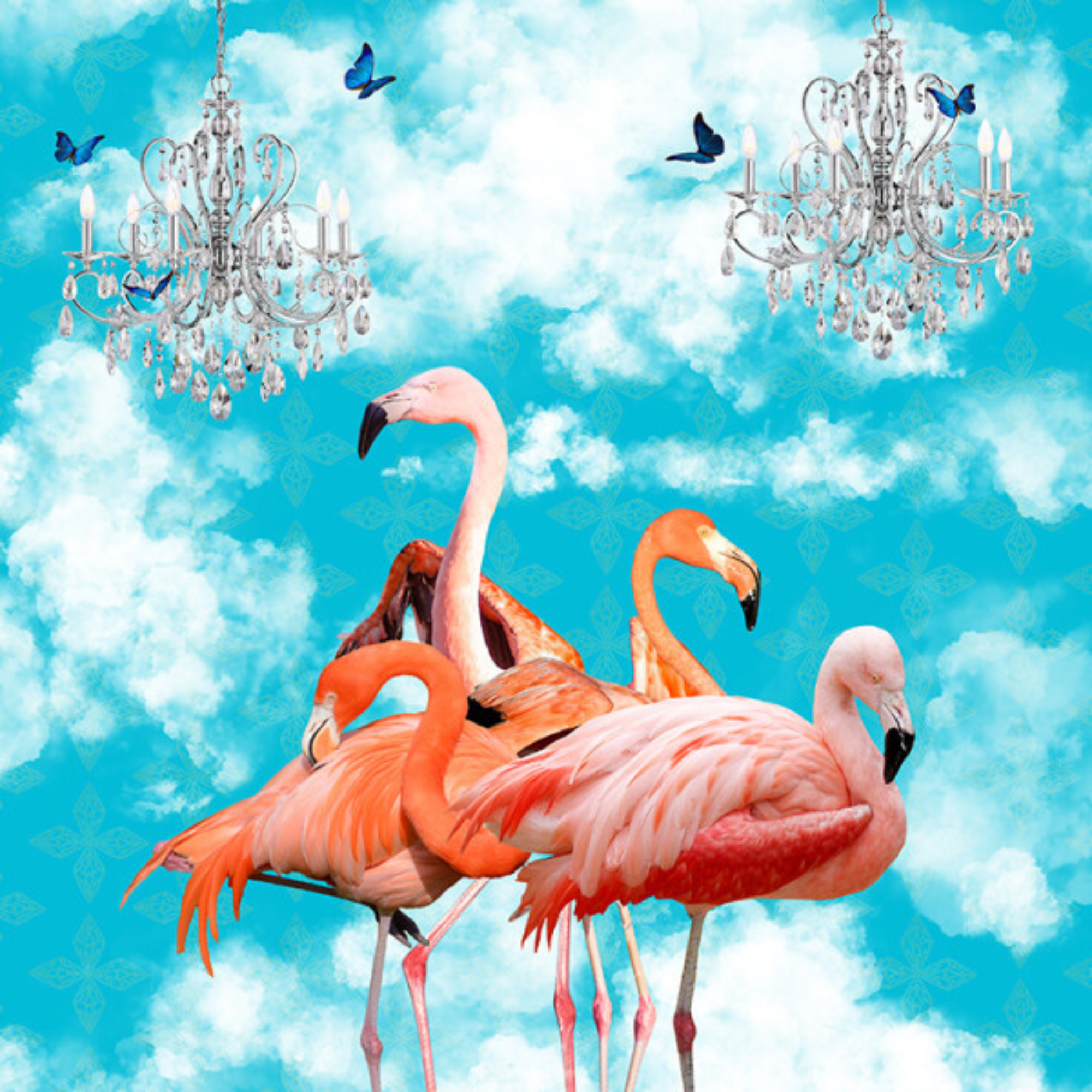 FLAMINGOS IN THE CLOUDS | CANVAS STRETCHED READY TO HANG | SUE SKELLERN | NZ MADE