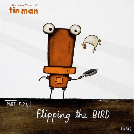 TIN MAN 'FLIPPING THE BIRD' | BOX FRAMED READY TO HANG | TONY CRIBB | NZ MADE
