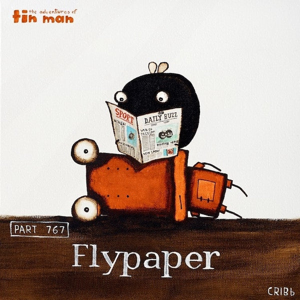 TIN MAN 'FLYPAPER' | BOX FRAME READY TO HANG | TONY CRIBB | NZ MADE