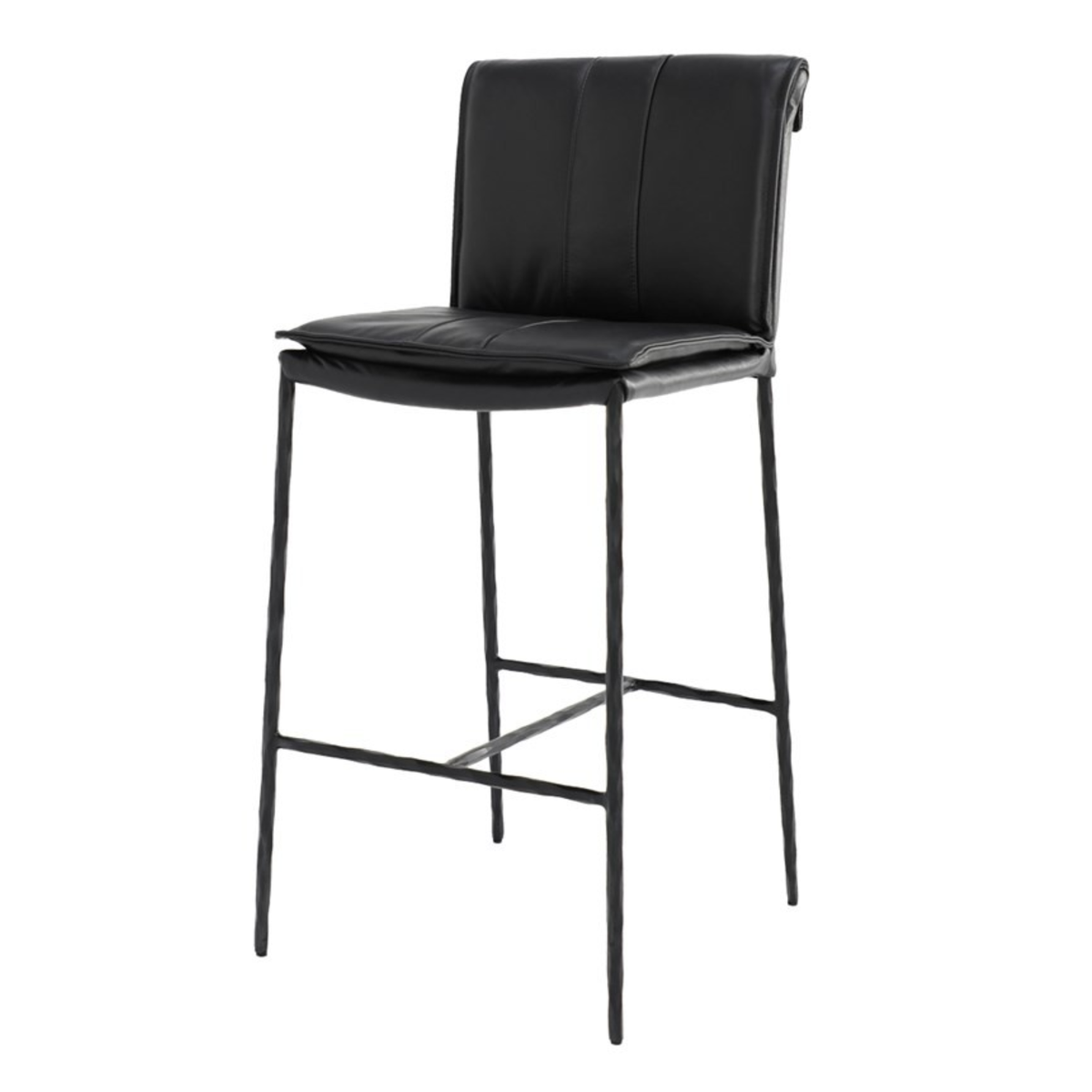Foundry Bar Stool - Black Leather | 2 Seat Heights