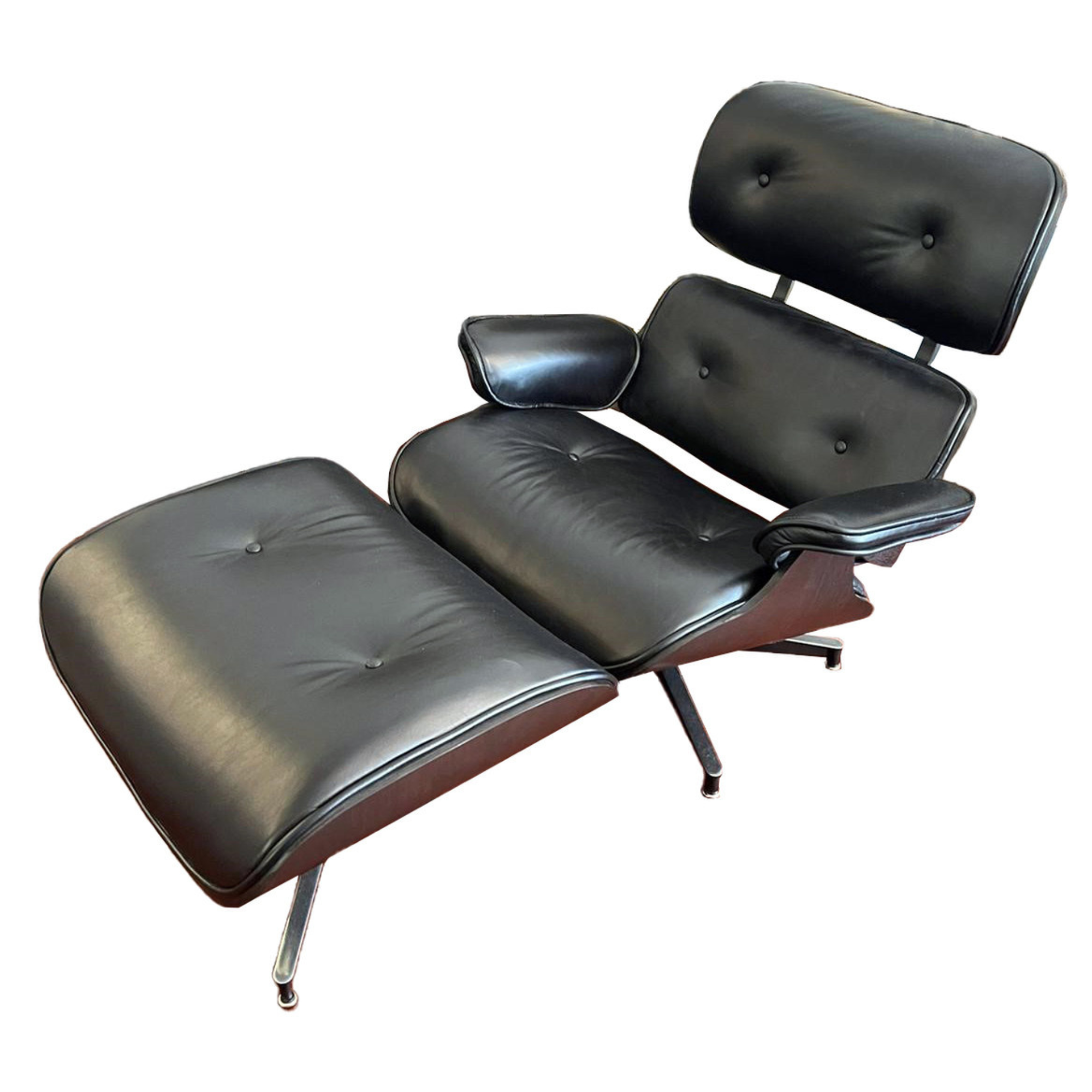 GEORGE LEATHER CHAIR & FOOTSTOOL | BLACK