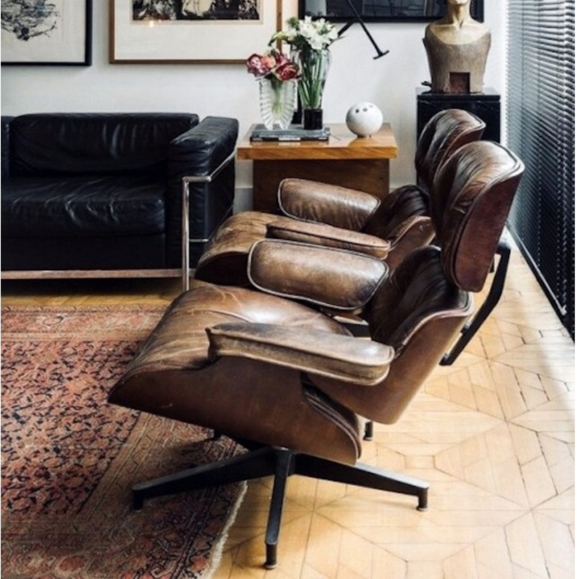 GEORGE LEATHER CHAIR & FOOTSTOOL | CIGAR