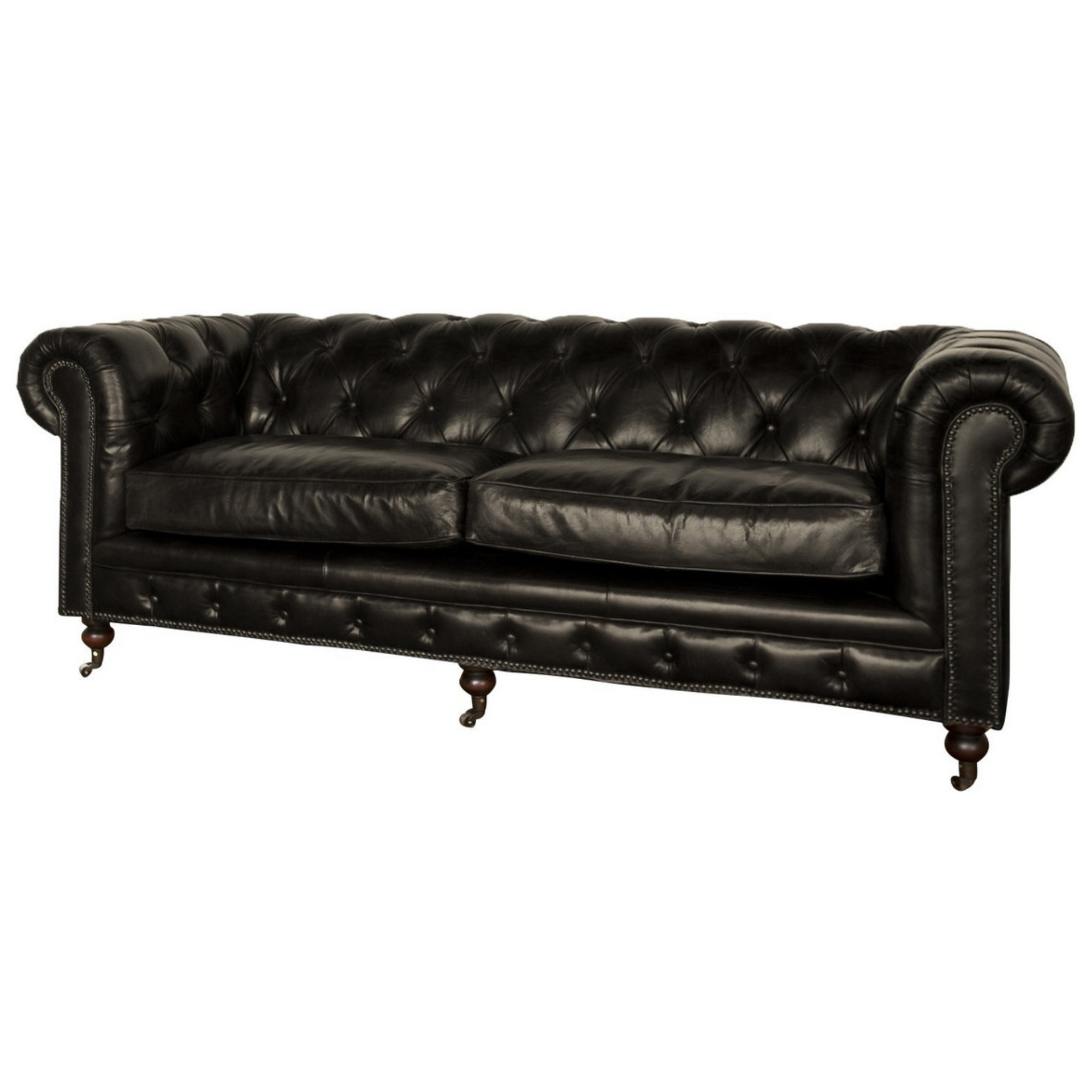 HAMPTON LEATHER 3 SEATER SOFA | BLACK