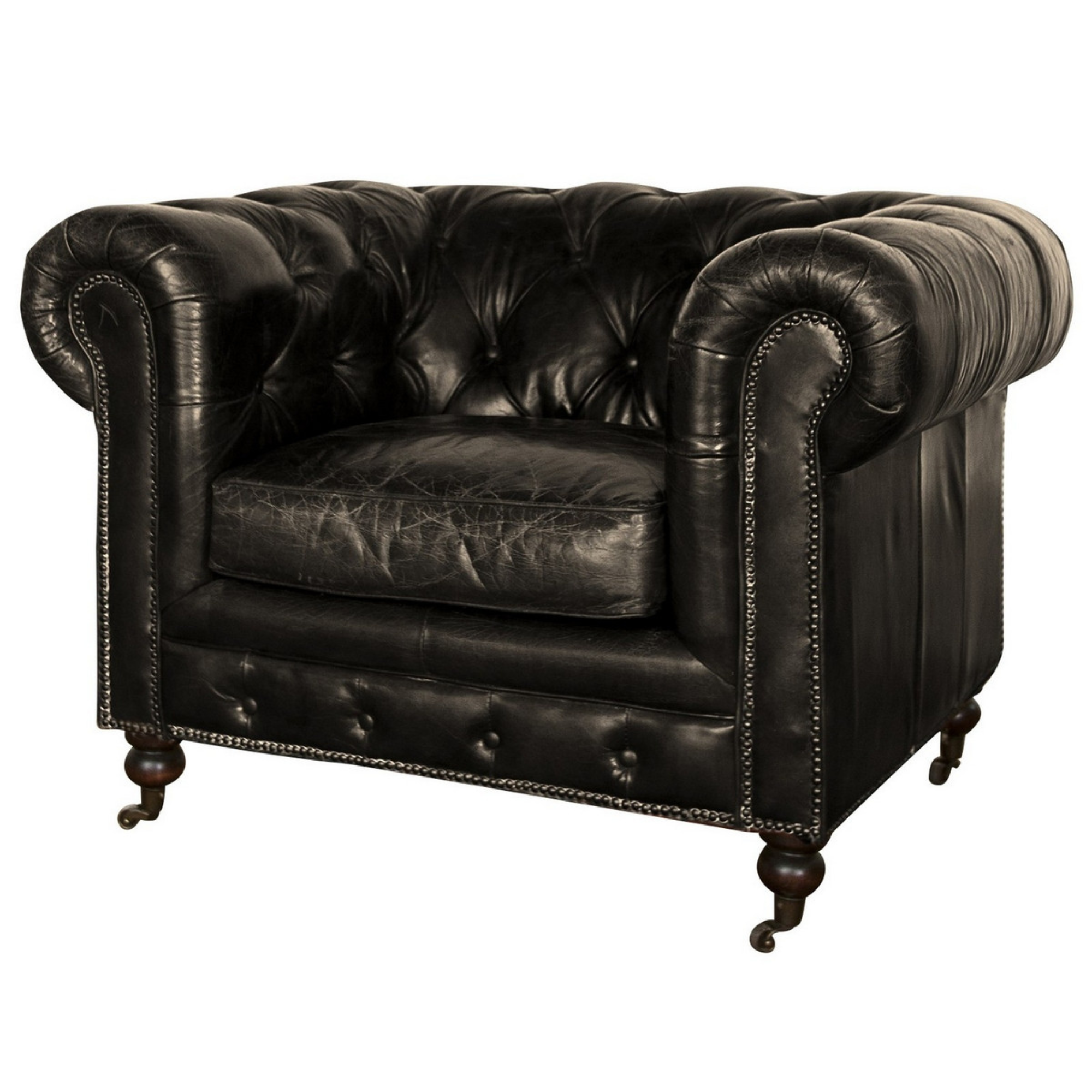HAMPTON LEATHER ARMCHAIR | BLACK