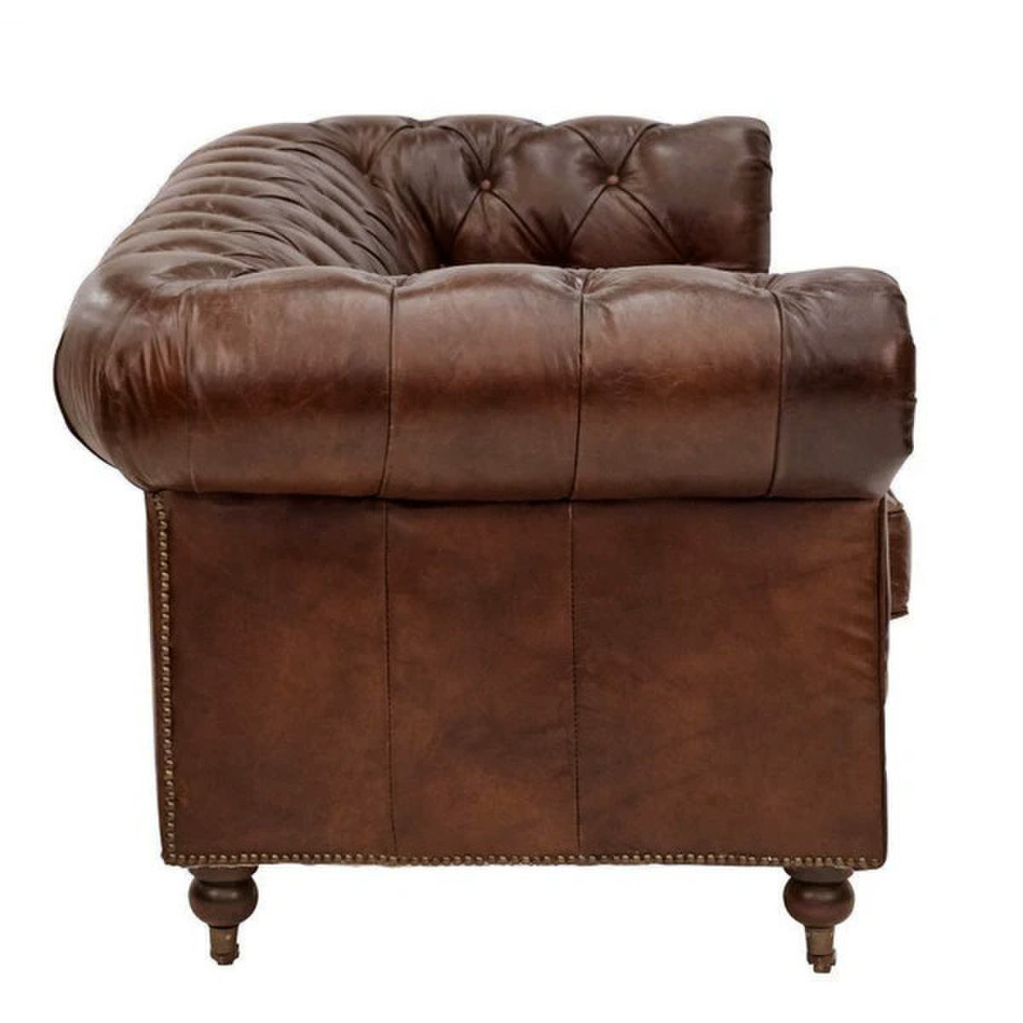 HAMPTON LEATHER 3 SEATER SOFA | VINTAGE CIGAR