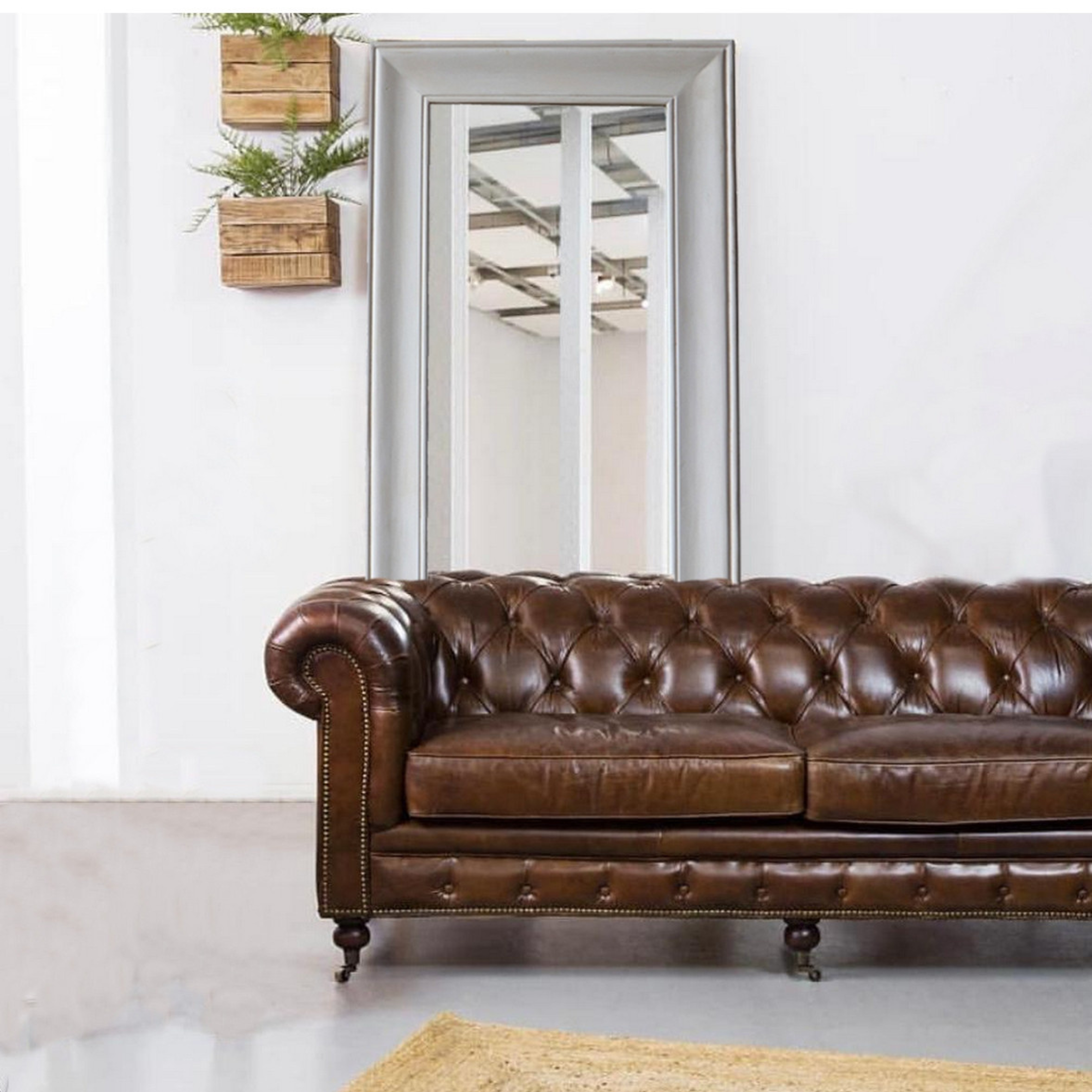 HAMPTON LEATHER 3 SEATER SOFA | VINTAGE CIGAR