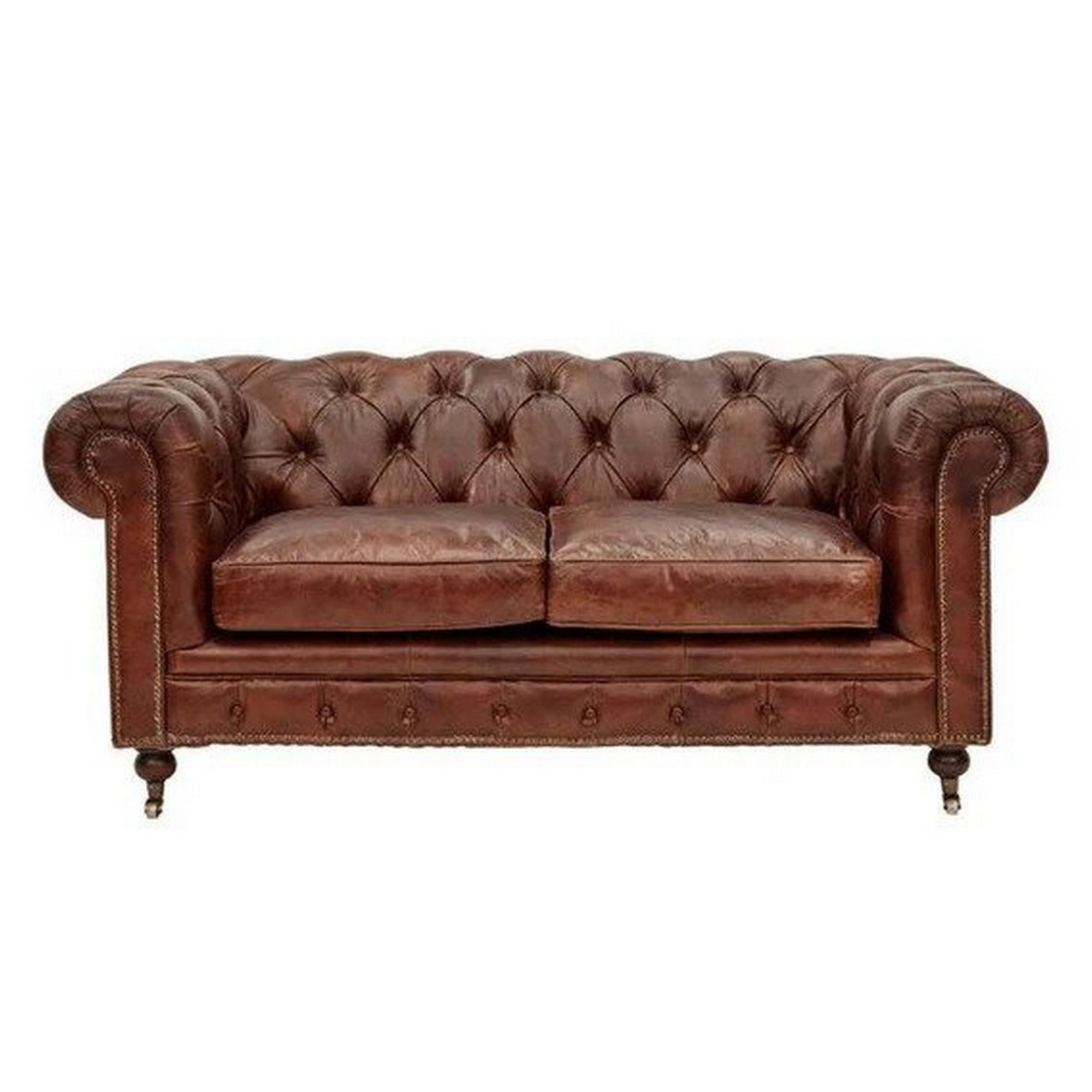 HAMPTON LEATHER 2 SEATER SOFA | VINTAGE CIGAR