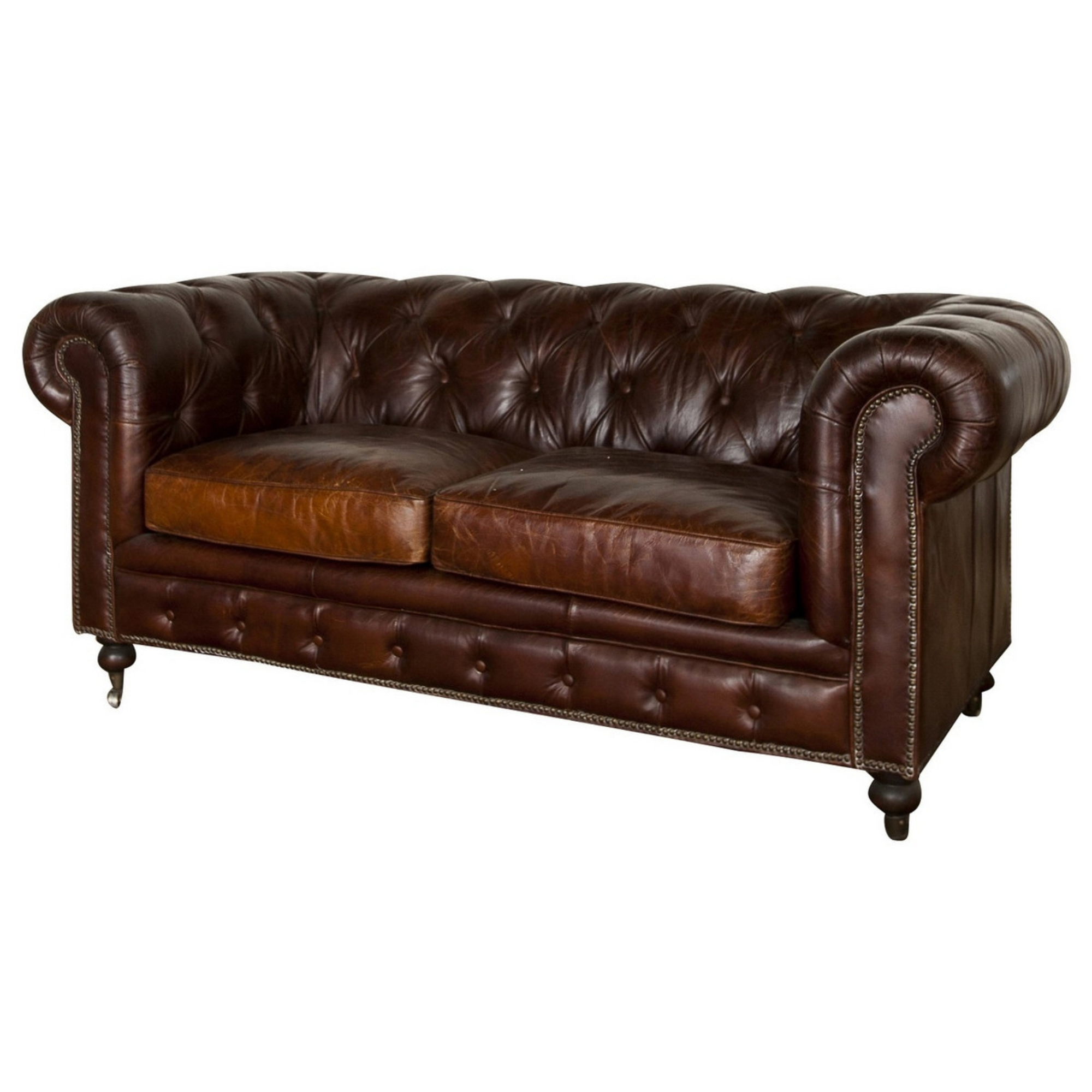 HAMPTON LEATHER 2 SEATER SOFA | VINTAGE CIGAR