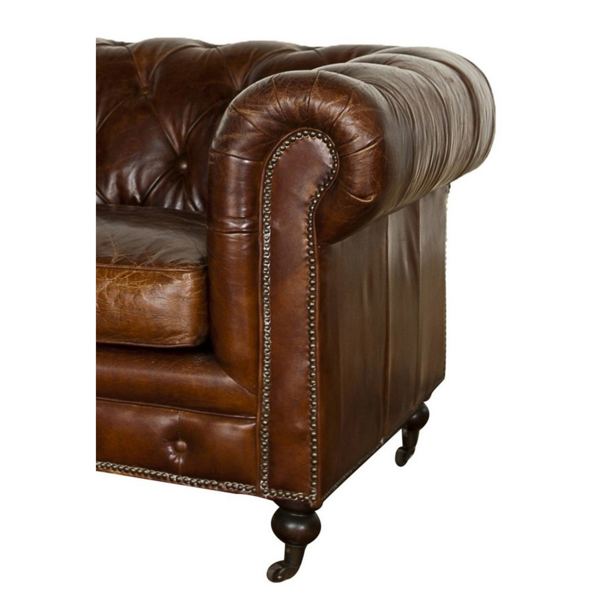 HAMPTON LEATHER 3 SEATER SOFA | VINTAGE CIGAR