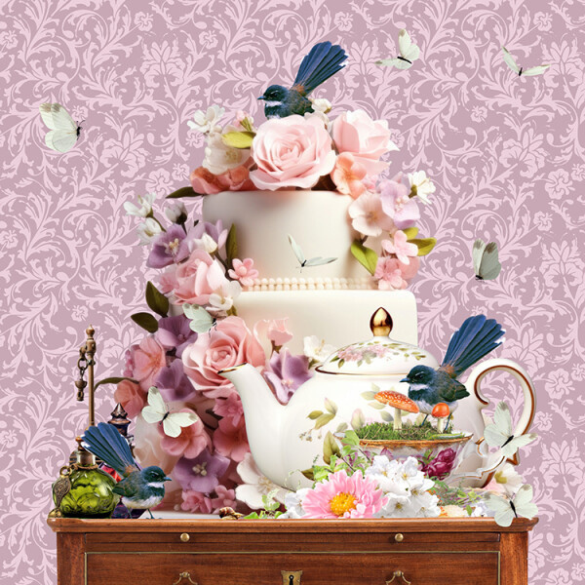 HIGH TEA FOR THREE | CANVAS STRETCHED READY TO HANG | SUE SKELLERN | NZ MADE