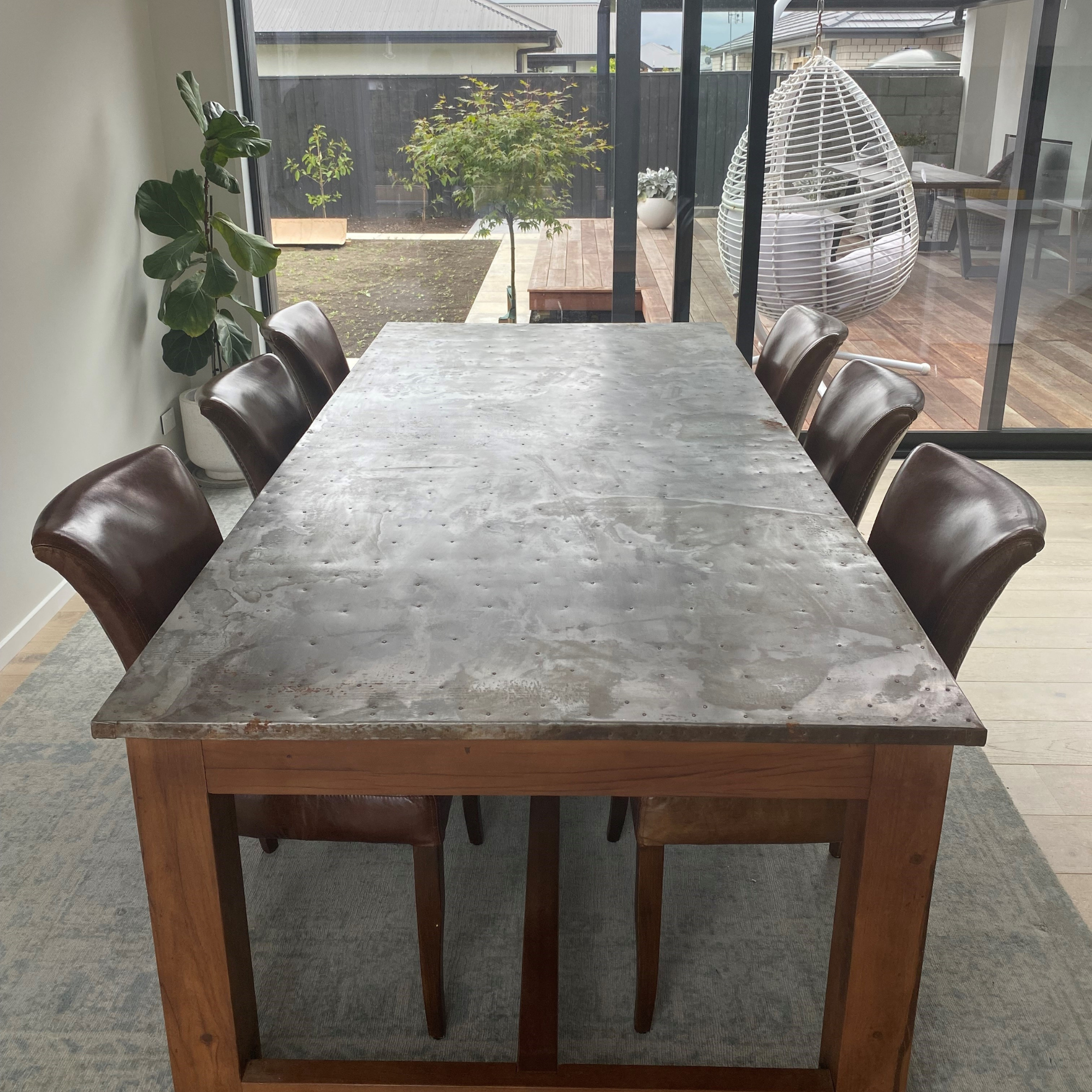 LIVERPOOL ZINC TOP DINING TABLE 240CM