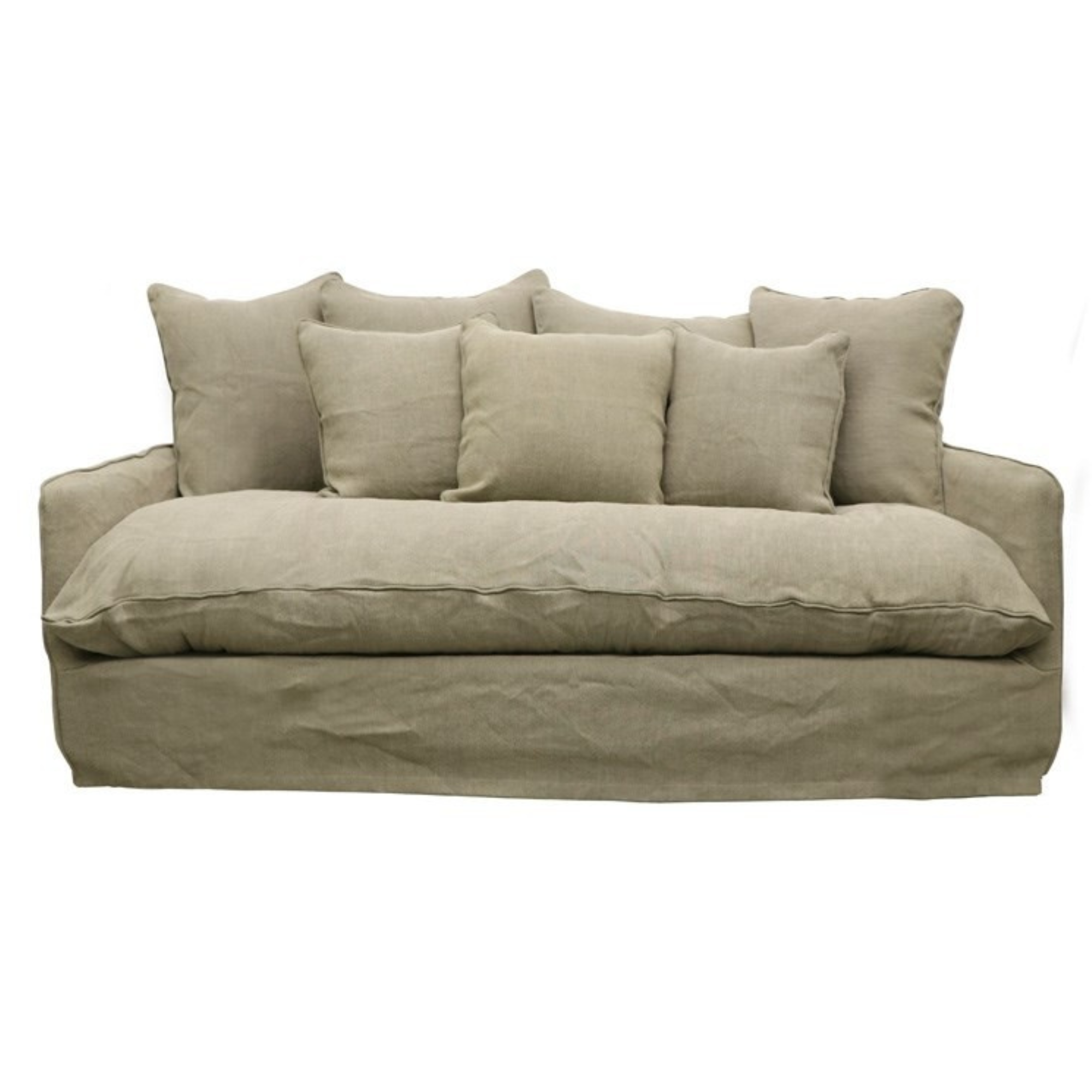LOTUS SLIPCOVER FEATHER 2 SEATER SOFA | KHAKI
