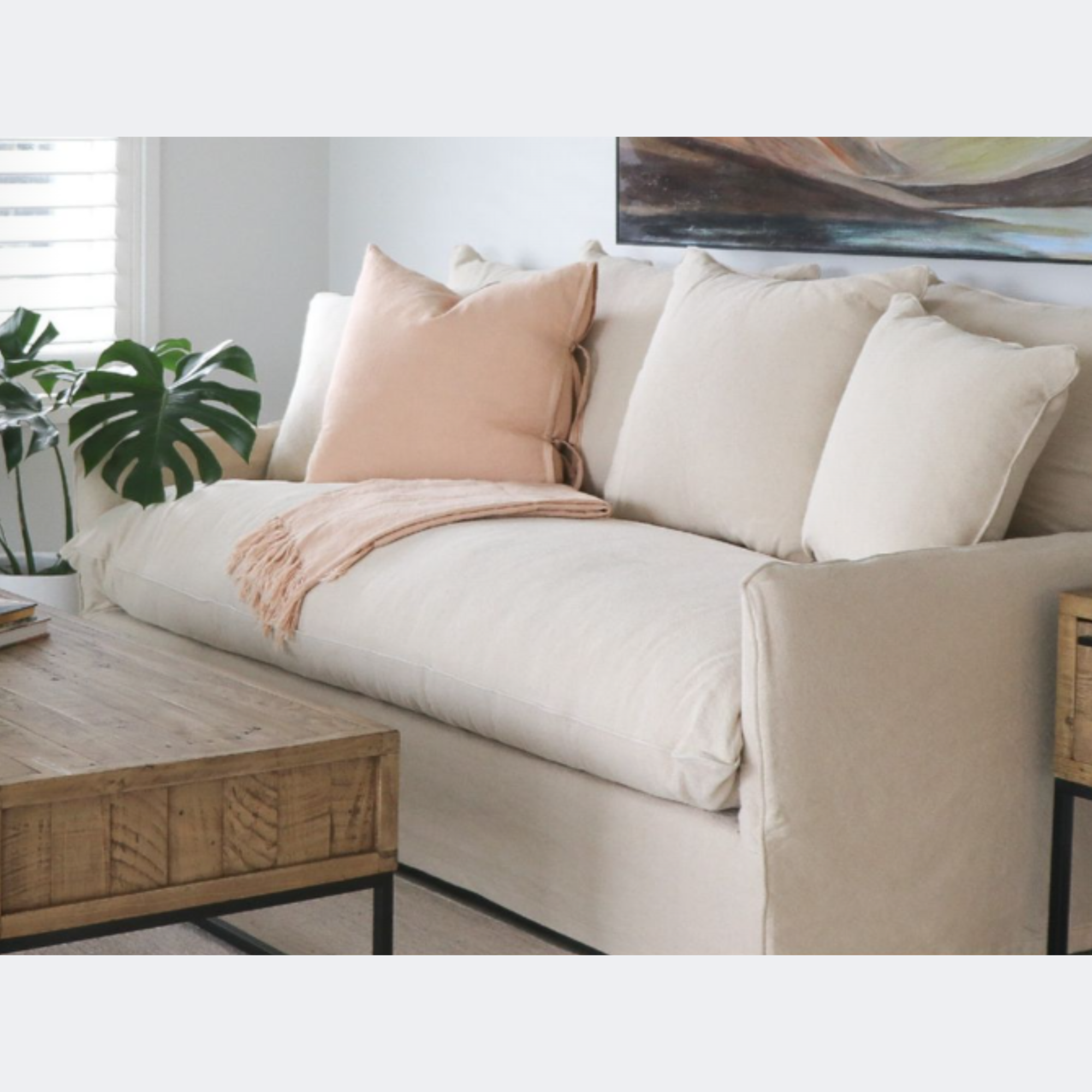 LOTUS SLIPCOVER 2 SEATER SOFA | OATMEAL