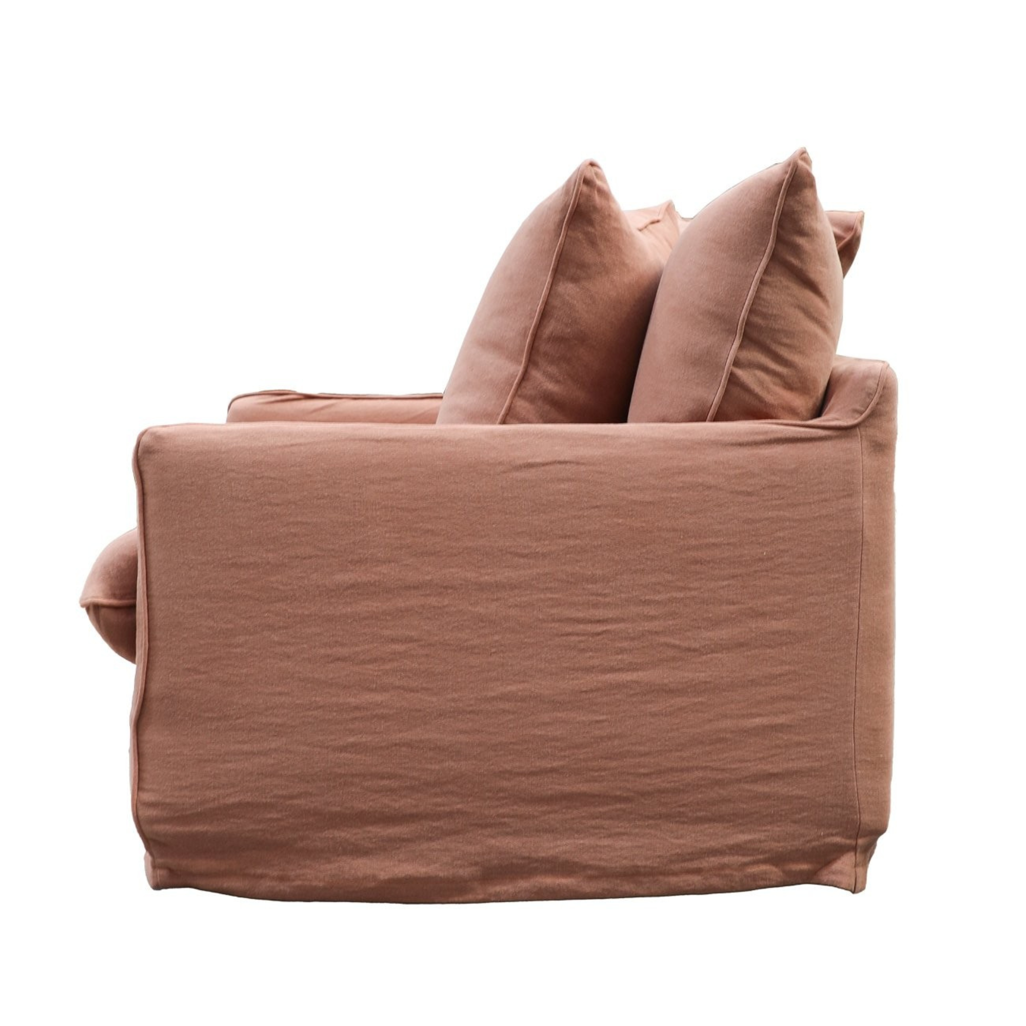 LOTUS FEATHER SLIP-COVER ARMCHAIR | BRICK