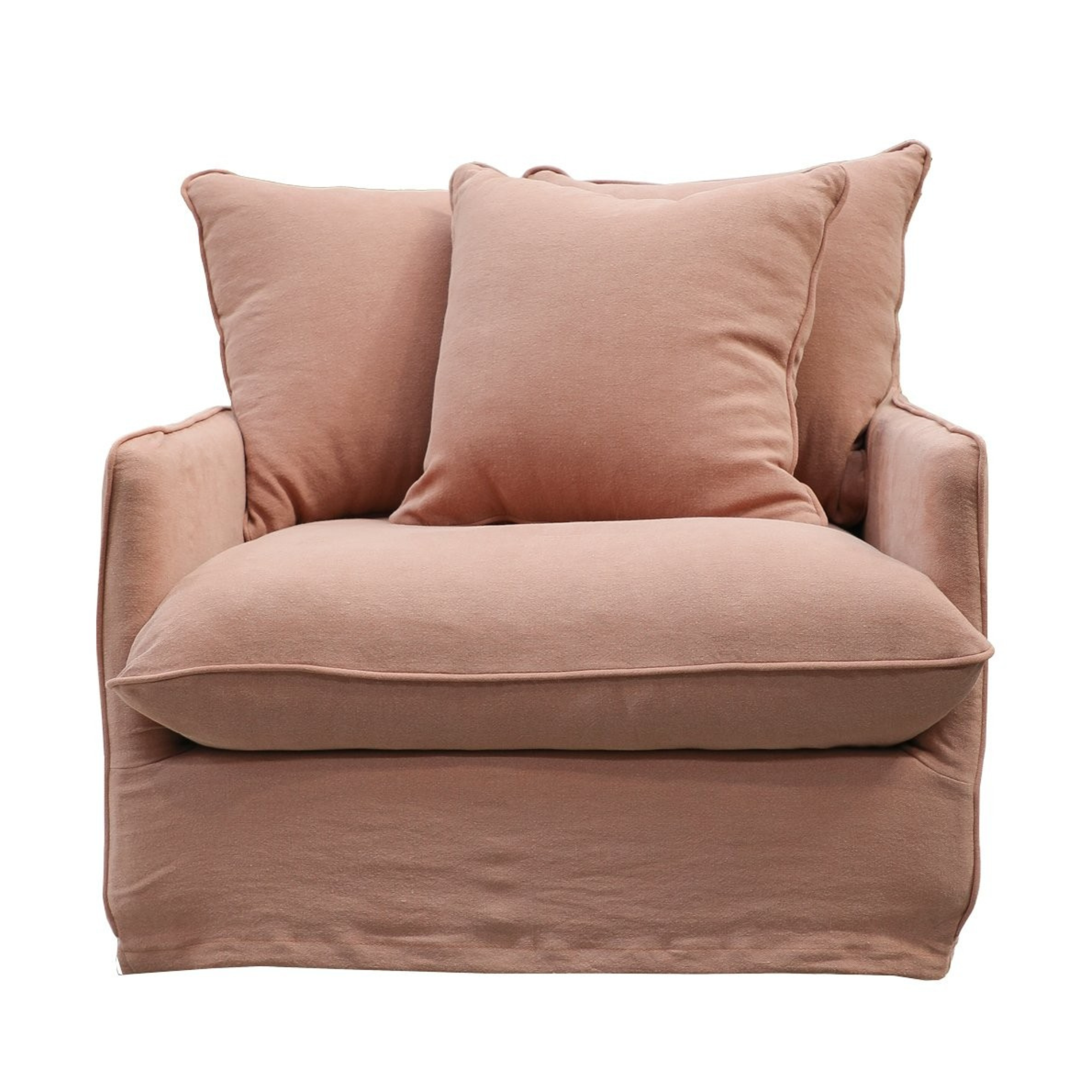 LOTUS FEATHER SLIP-COVER ARMCHAIR | BRICK