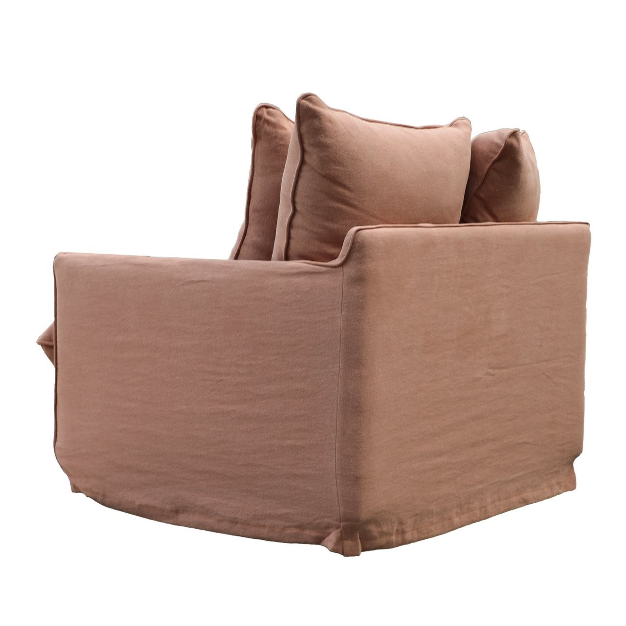 LOTUS FEATHER SLIP-COVER ARMCHAIR | BRICK