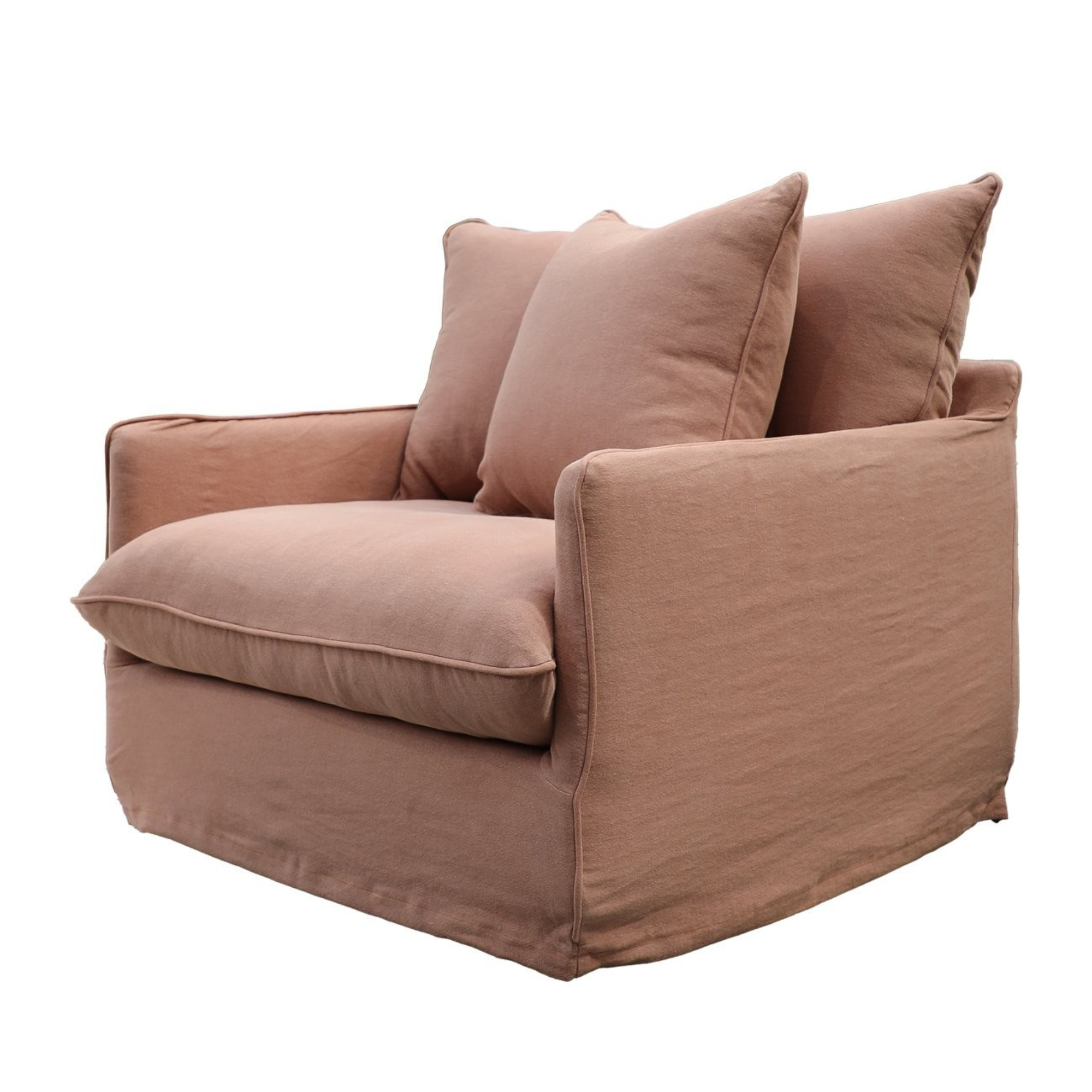 LOTUS FEATHER SLIP-COVER ARMCHAIR | BRICK