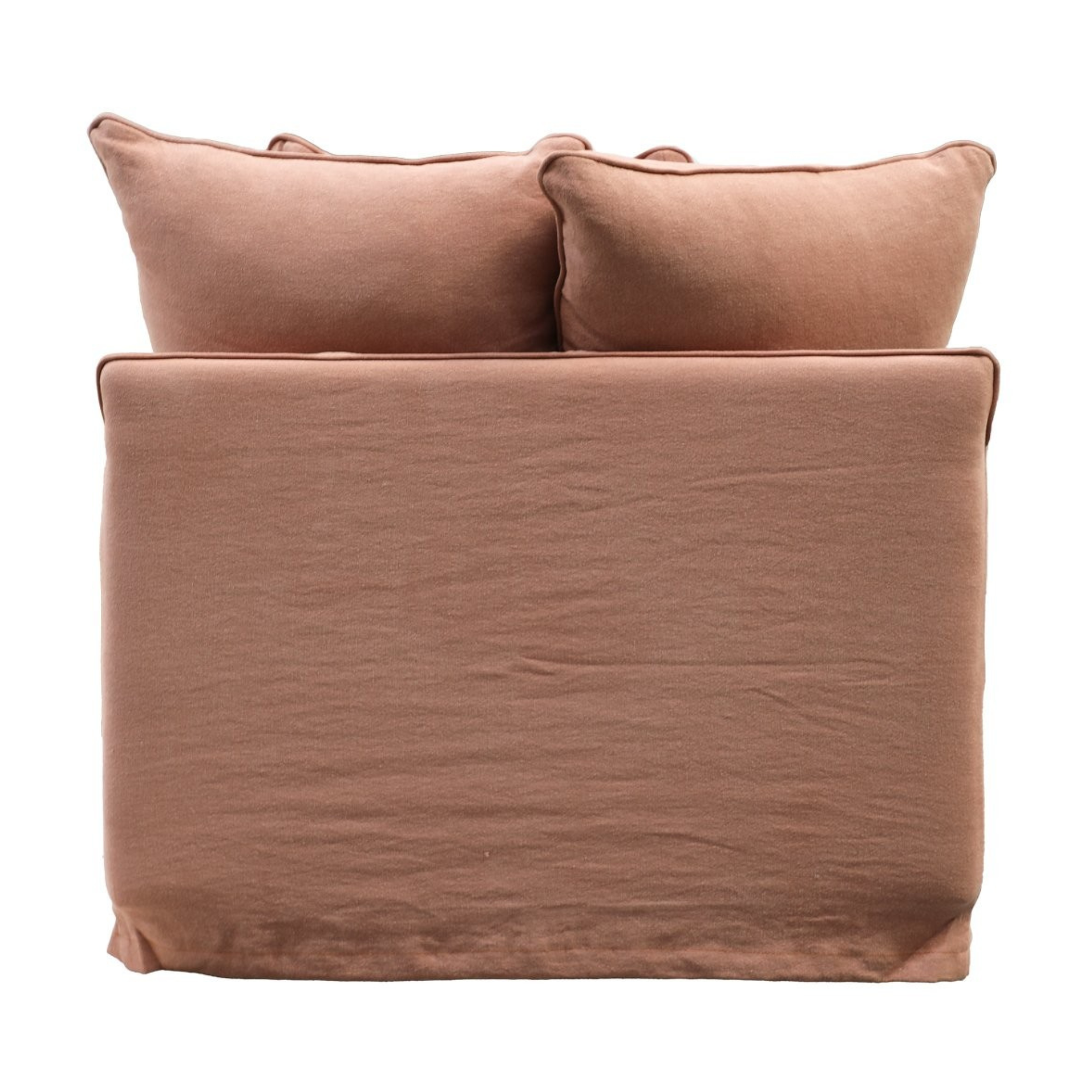 LOTUS FEATHER SLIP-COVER ARMCHAIR | BRICK