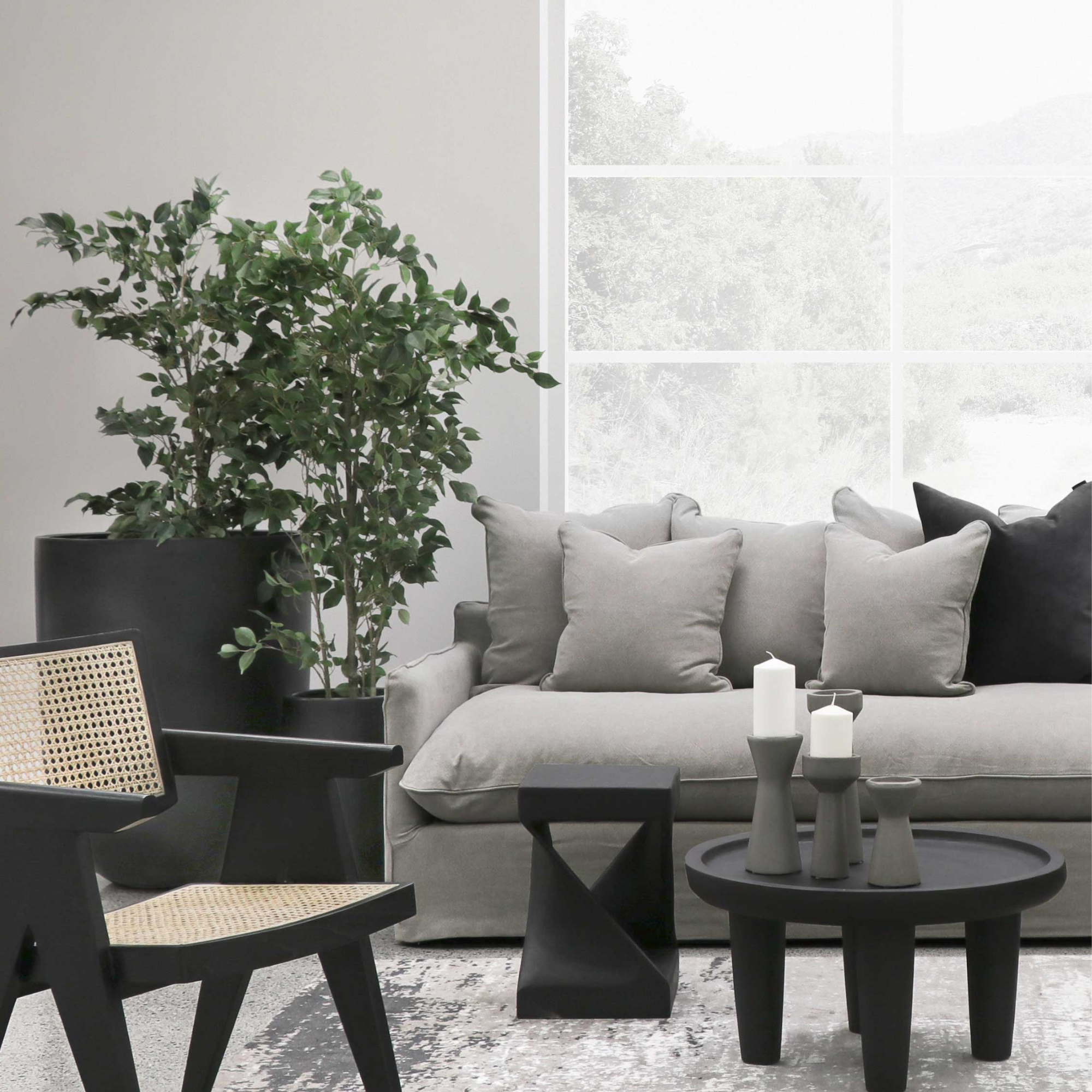 LOTUS SLIPCOVER 3 SEATER | CEMENT