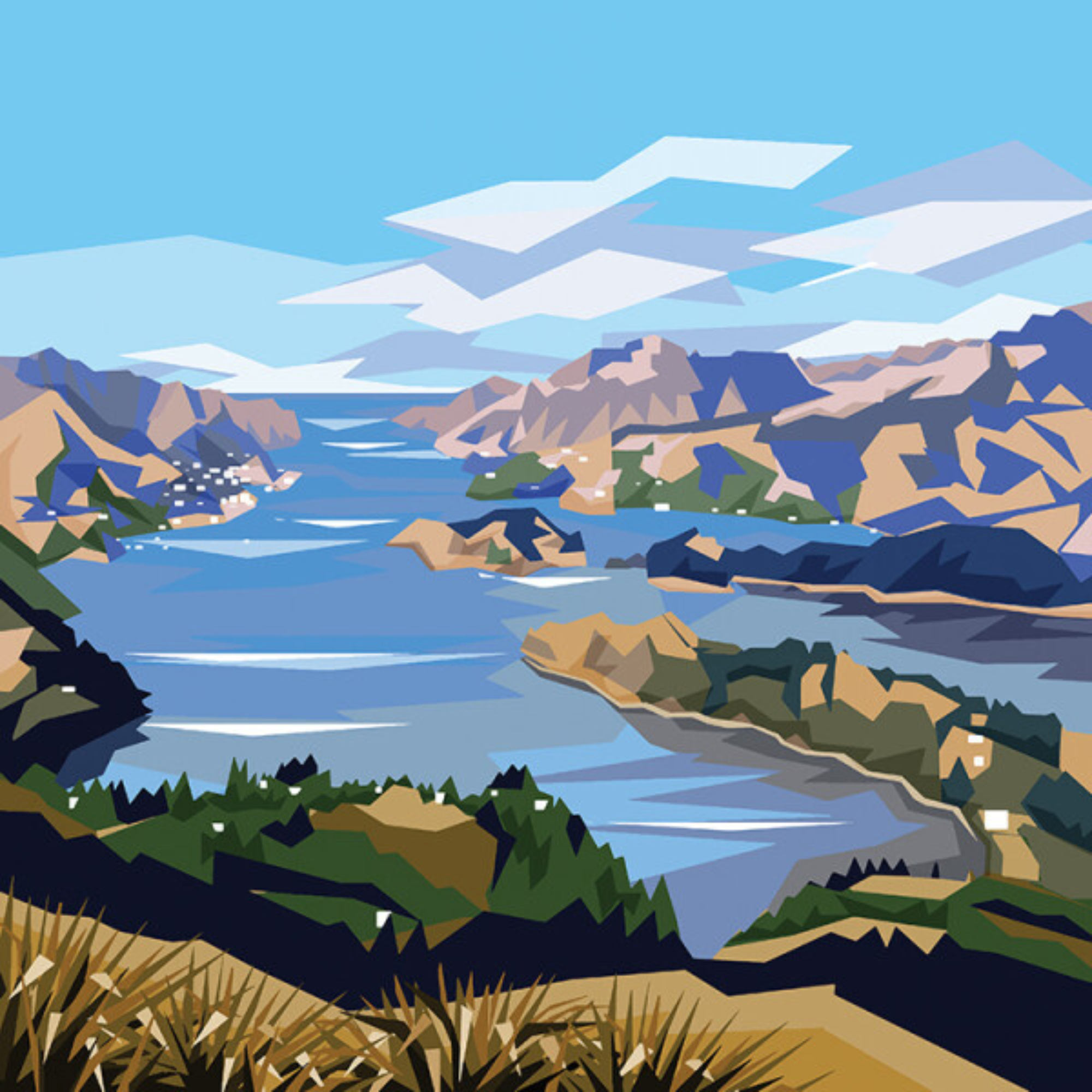 LYTTELTON HARBOUR | CANVAS STRETCHED READY TO HANG | IRA MITCHELL | NZ MADE
