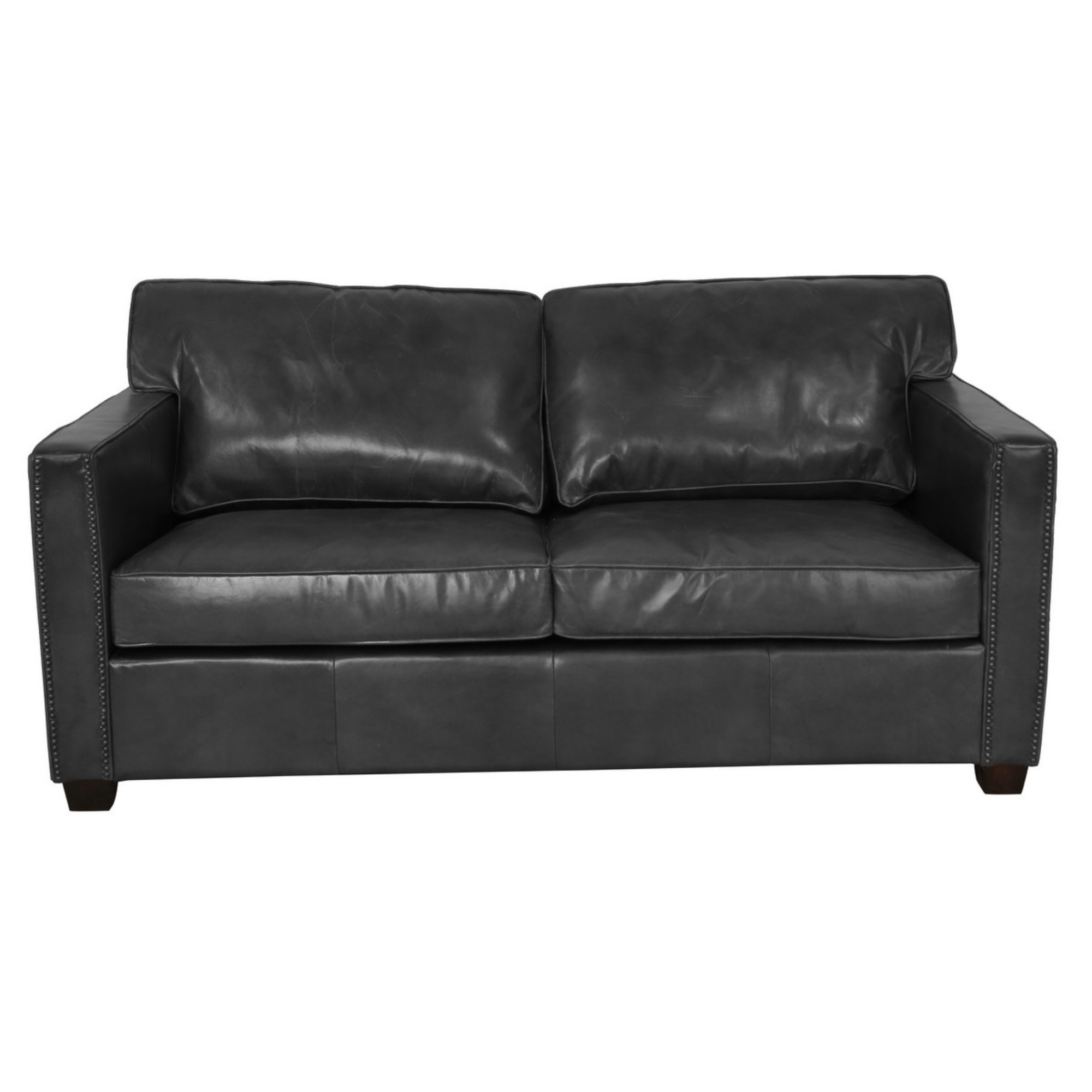 MADISON 2 SEATER LEATHER SOFA | BLACK