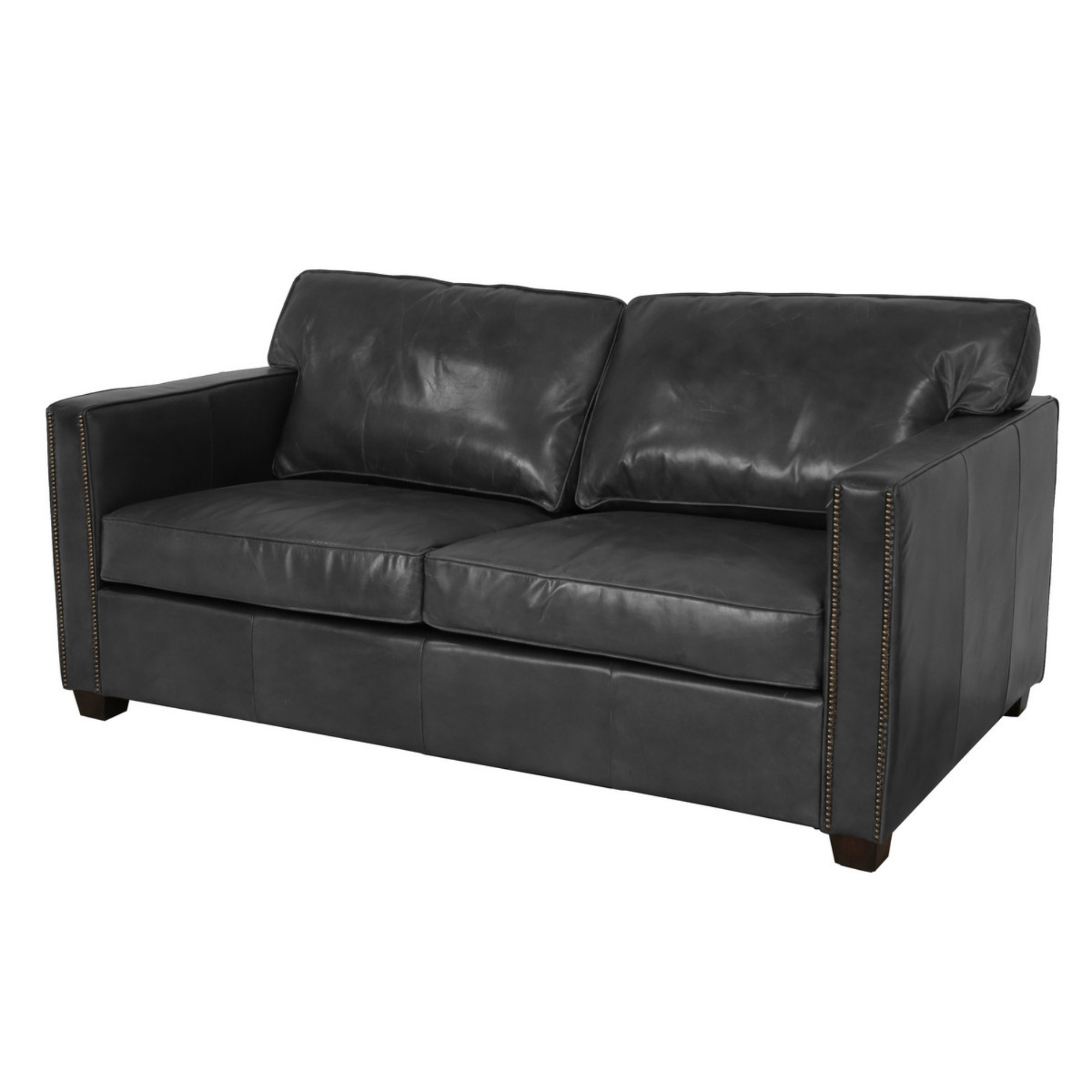 MADISON 2 SEATER LEATHER SOFA | BLACK