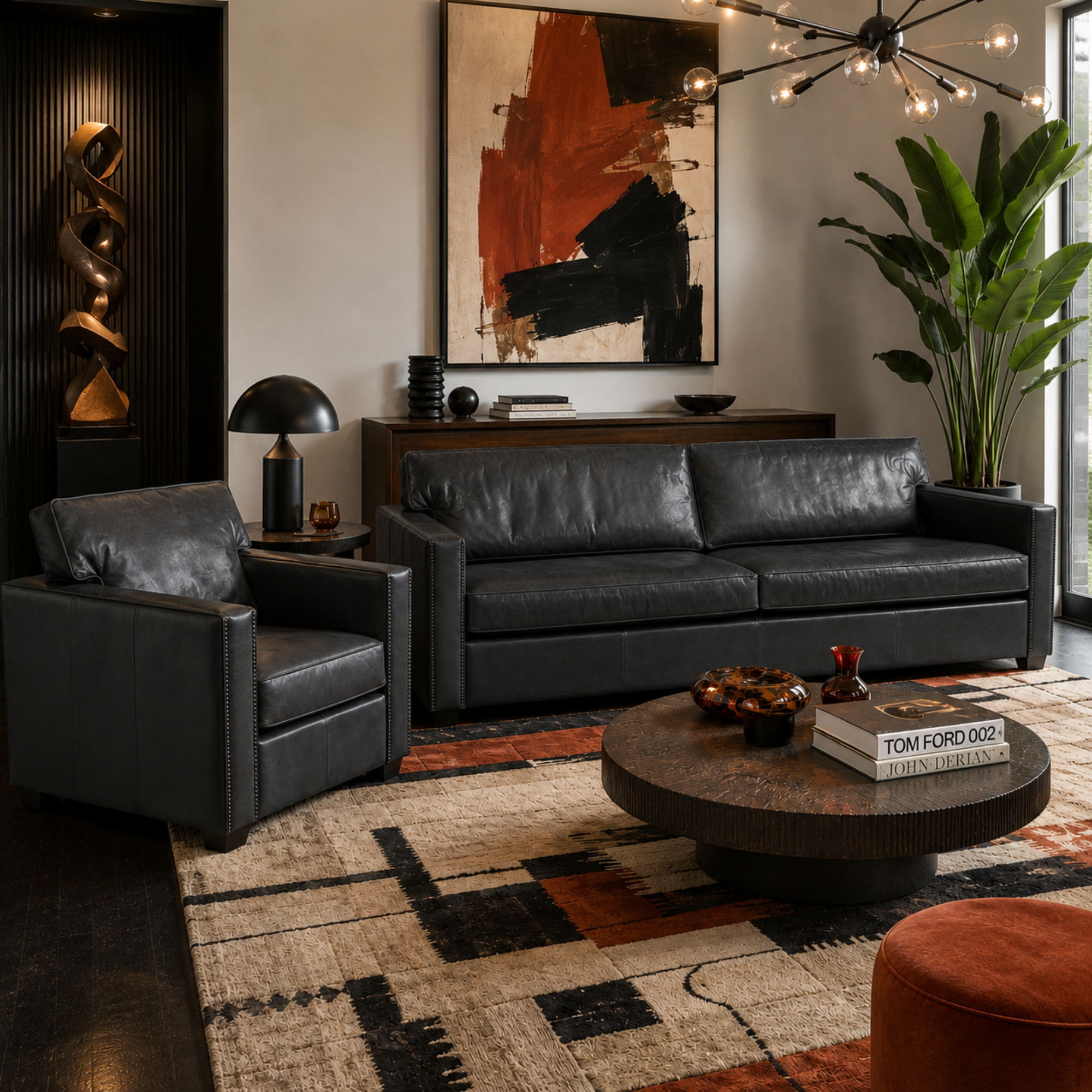 Madison 3 Seater Sofa | Black Leather