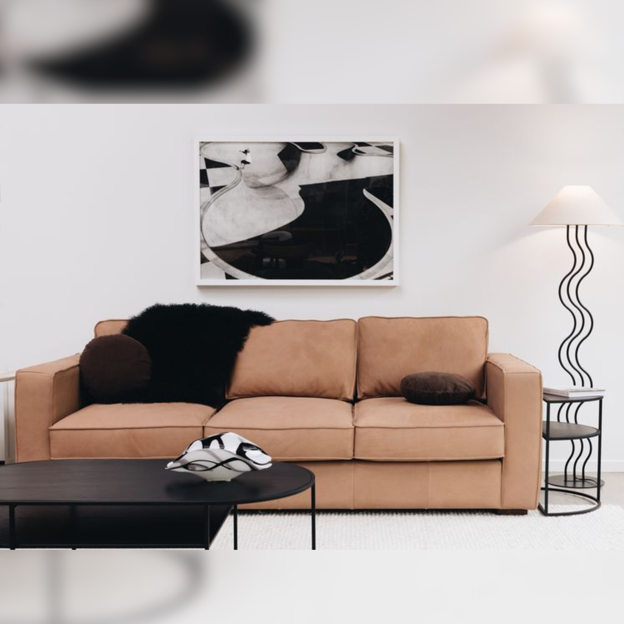 MAURY LEATHER 3 SEATER SOFA | ECRU