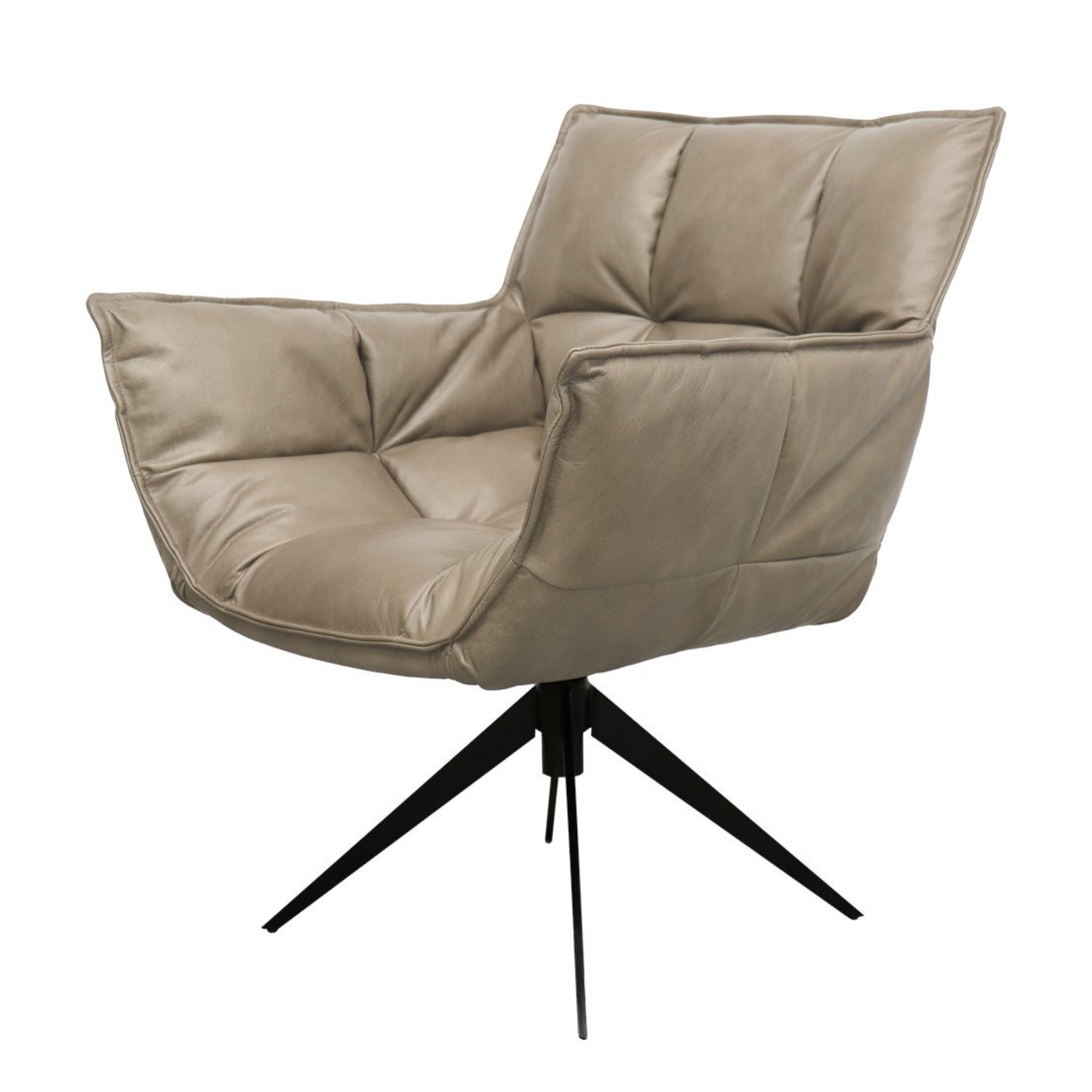 MEMPHIS LEATHER SWIVEL ARMCHAIR | BEIGE