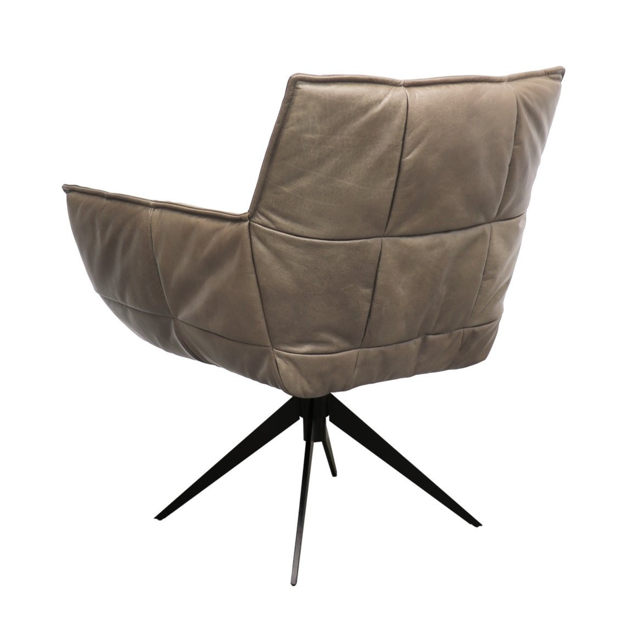 MEMPHIS LEATHER SWIVEL ARMCHAIR | BEIGE