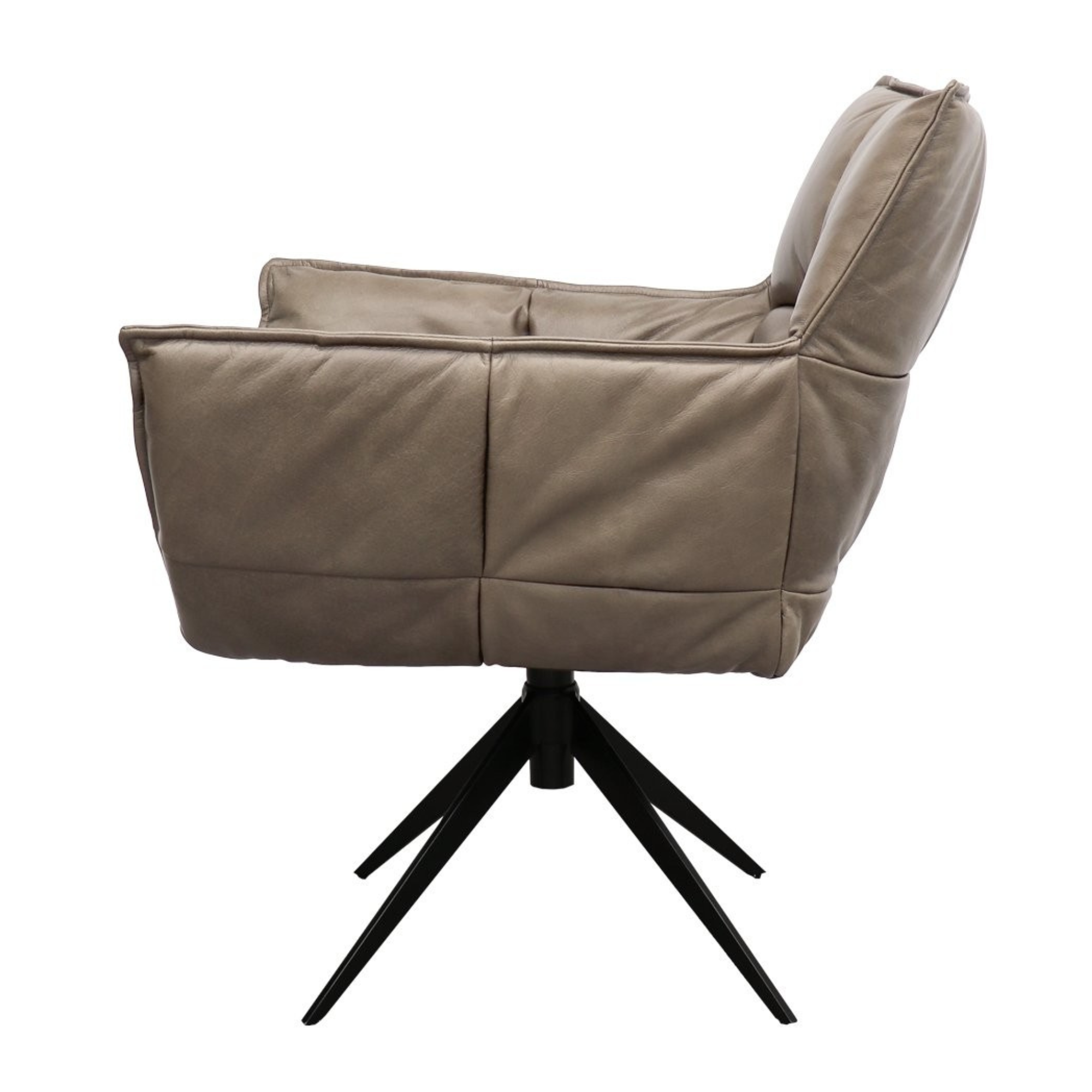 MEMPHIS LEATHER SWIVEL ARMCHAIR | BEIGE