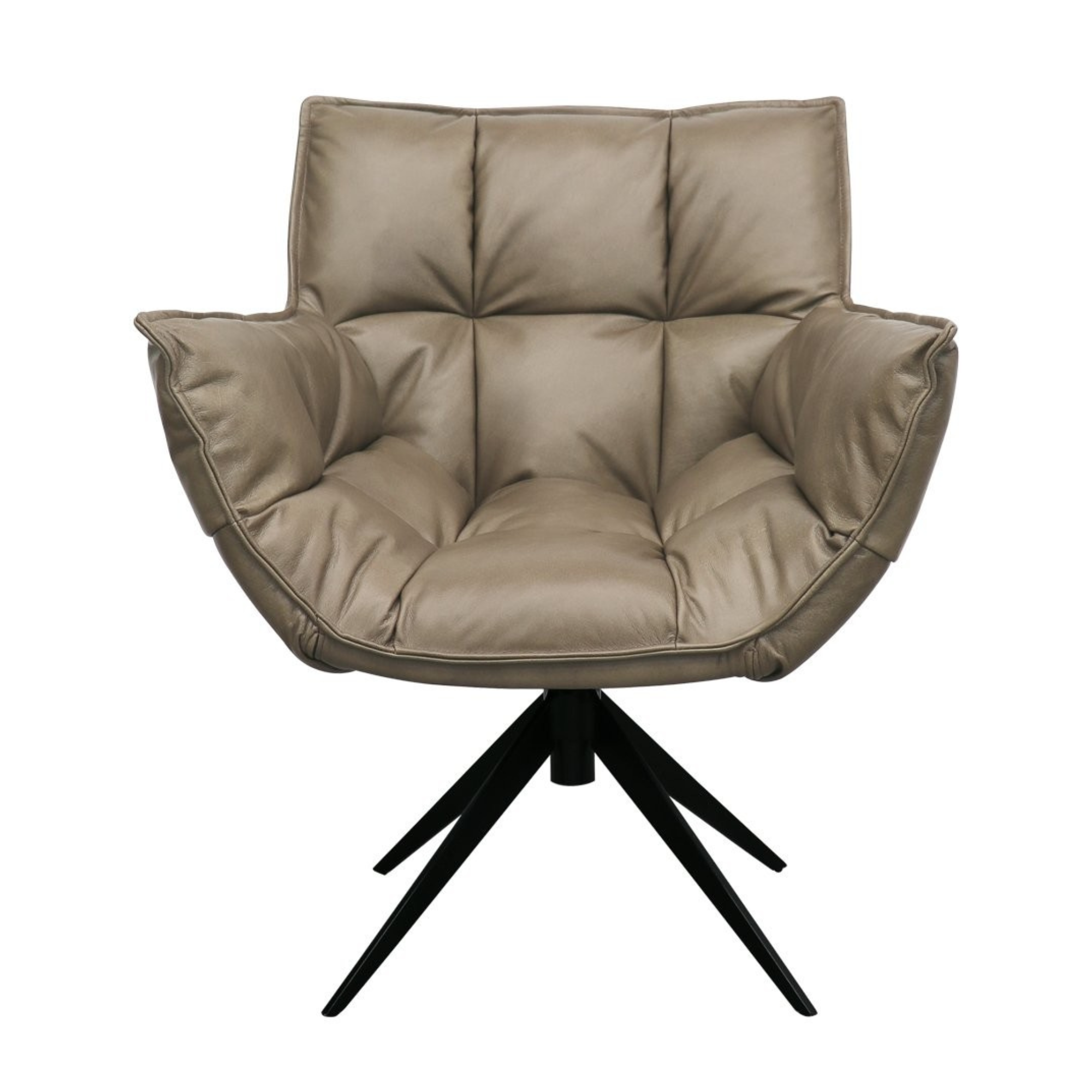 MEMPHIS LEATHER SWIVEL ARMCHAIR | BEIGE