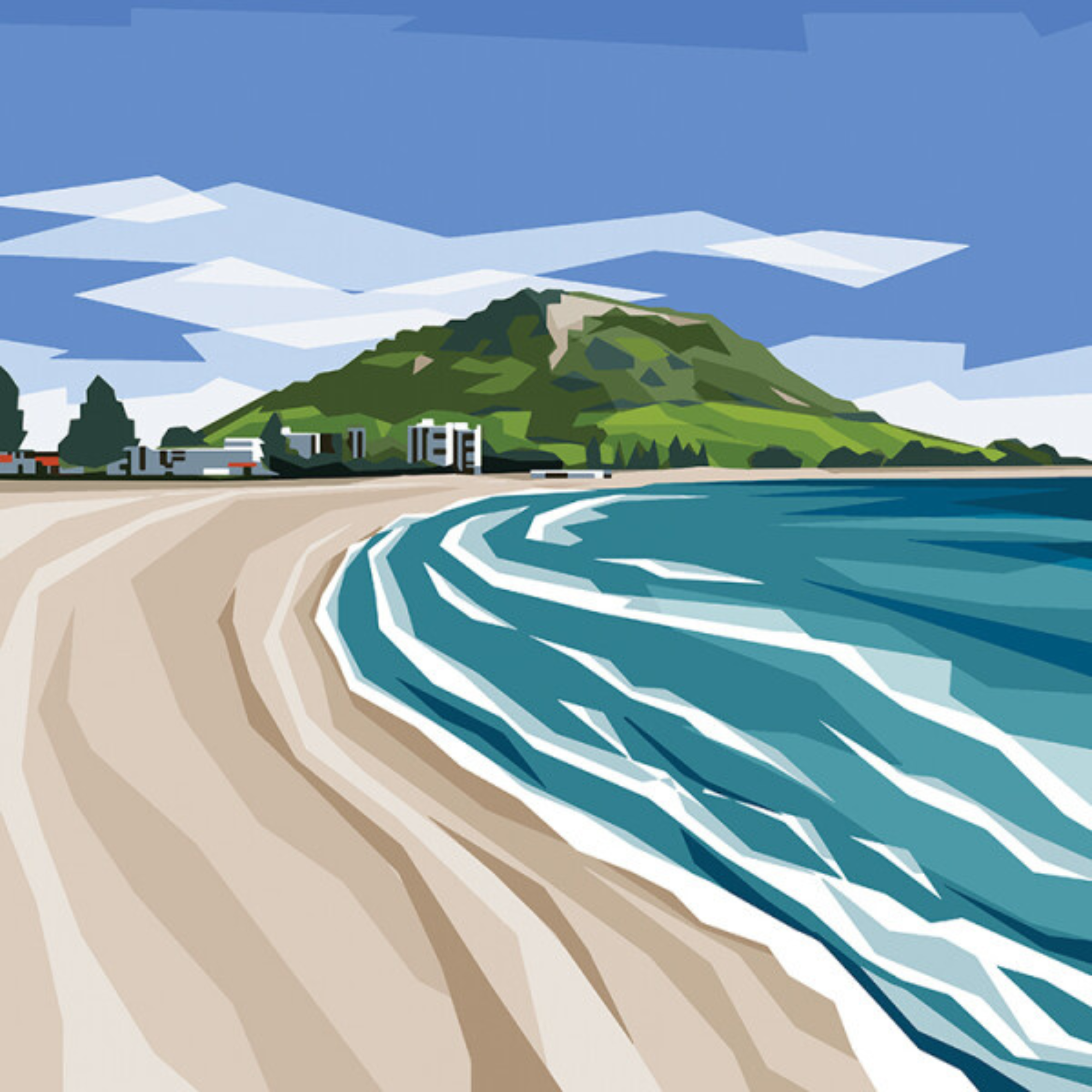 MOUNT MAUNGANUI  | CANVAS STRETCHED READY TO HANG | IRA MITCHELL  | NZ MADE