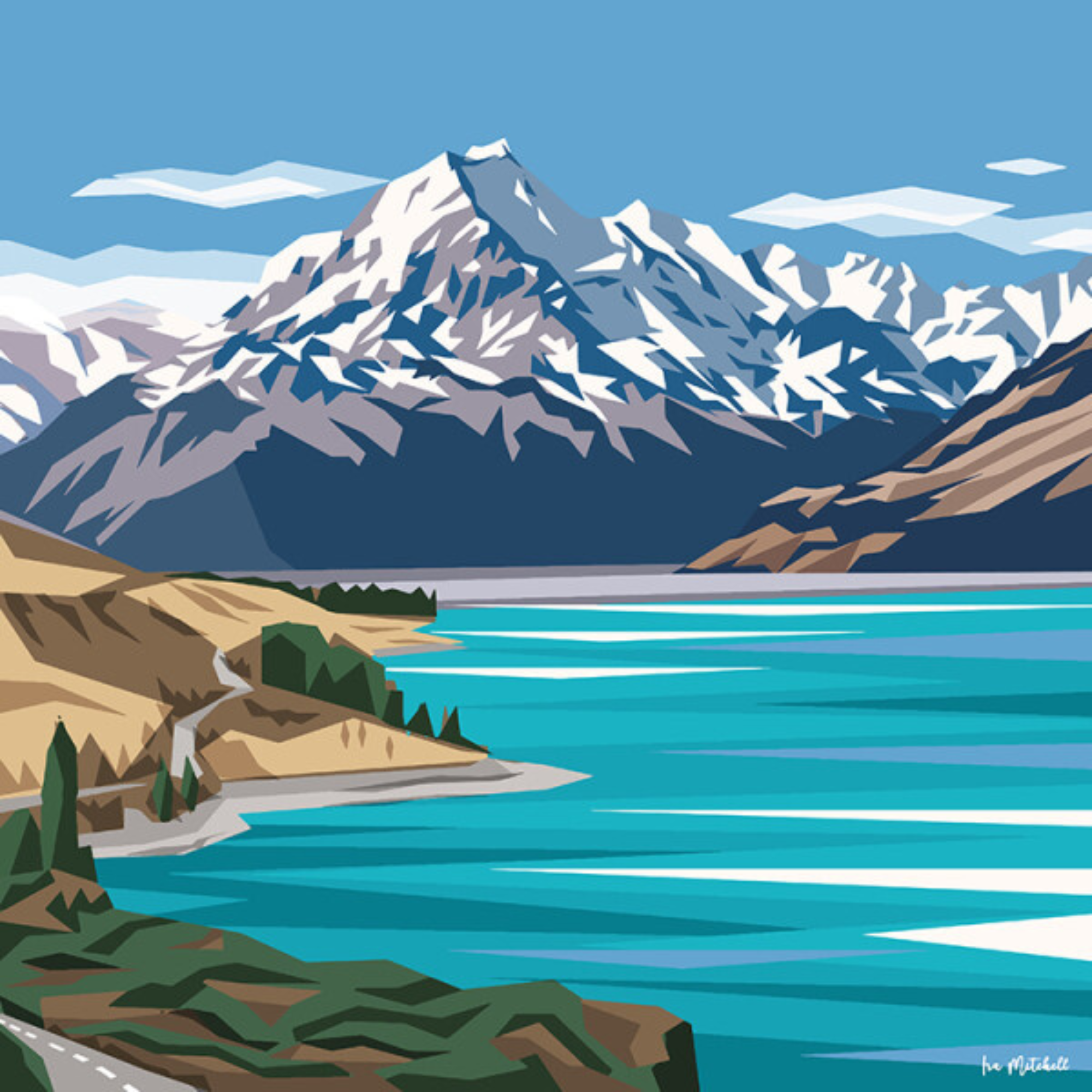 MT COOK, LAKE PUKAKI  | CANVAS STRETCHED READY TO HANG | IRA MITCHELL  | NZ MADE