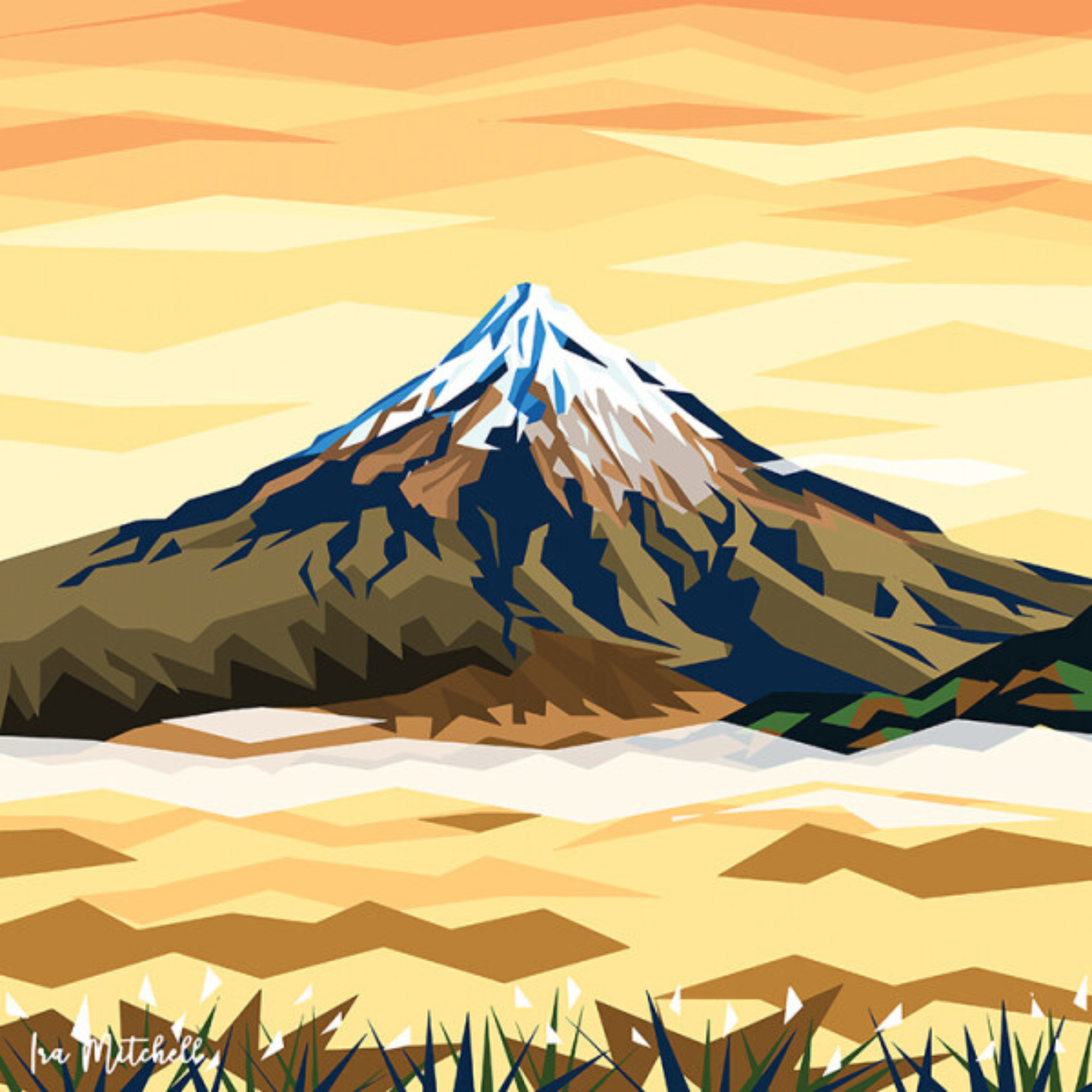 MT TARANAKI SUNRISE | CANVAS STRETCHED READY TO HANG | IRA MITCHELL | NZ MADE