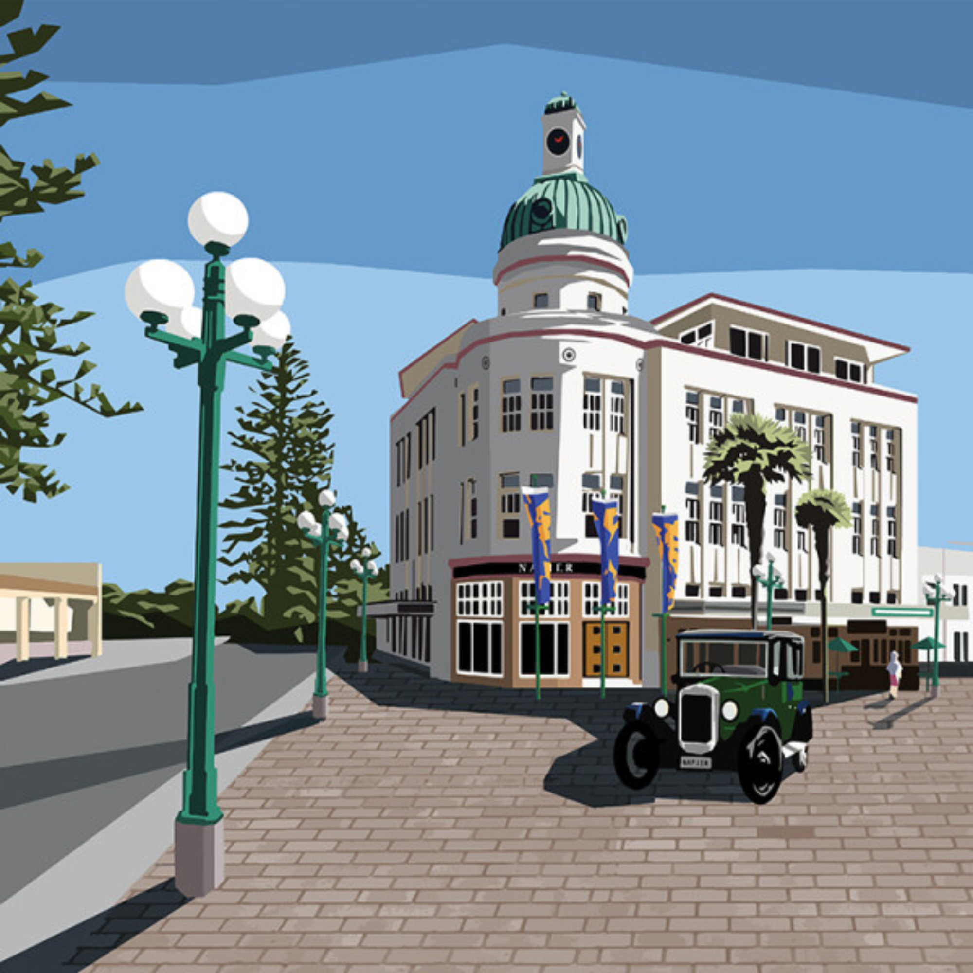 NAPIER CLOCK  | CANVAS STRETCHED READY TO HANG | IRA MITCHELL  | NZ MADE