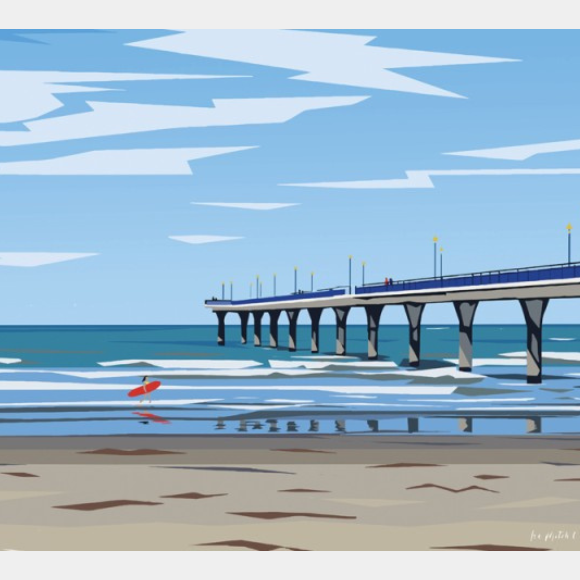 NEW BRIGHTON BEACH | CANVAS STRETCHED READY TO HANG | IRA MITCHELL | NZ MADE