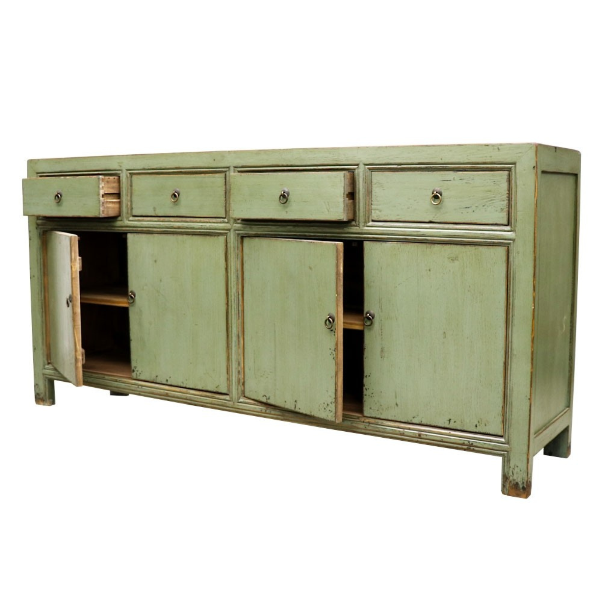ORIENTAL PAINTED 4 DOOR SIDEBOARD | GREEN